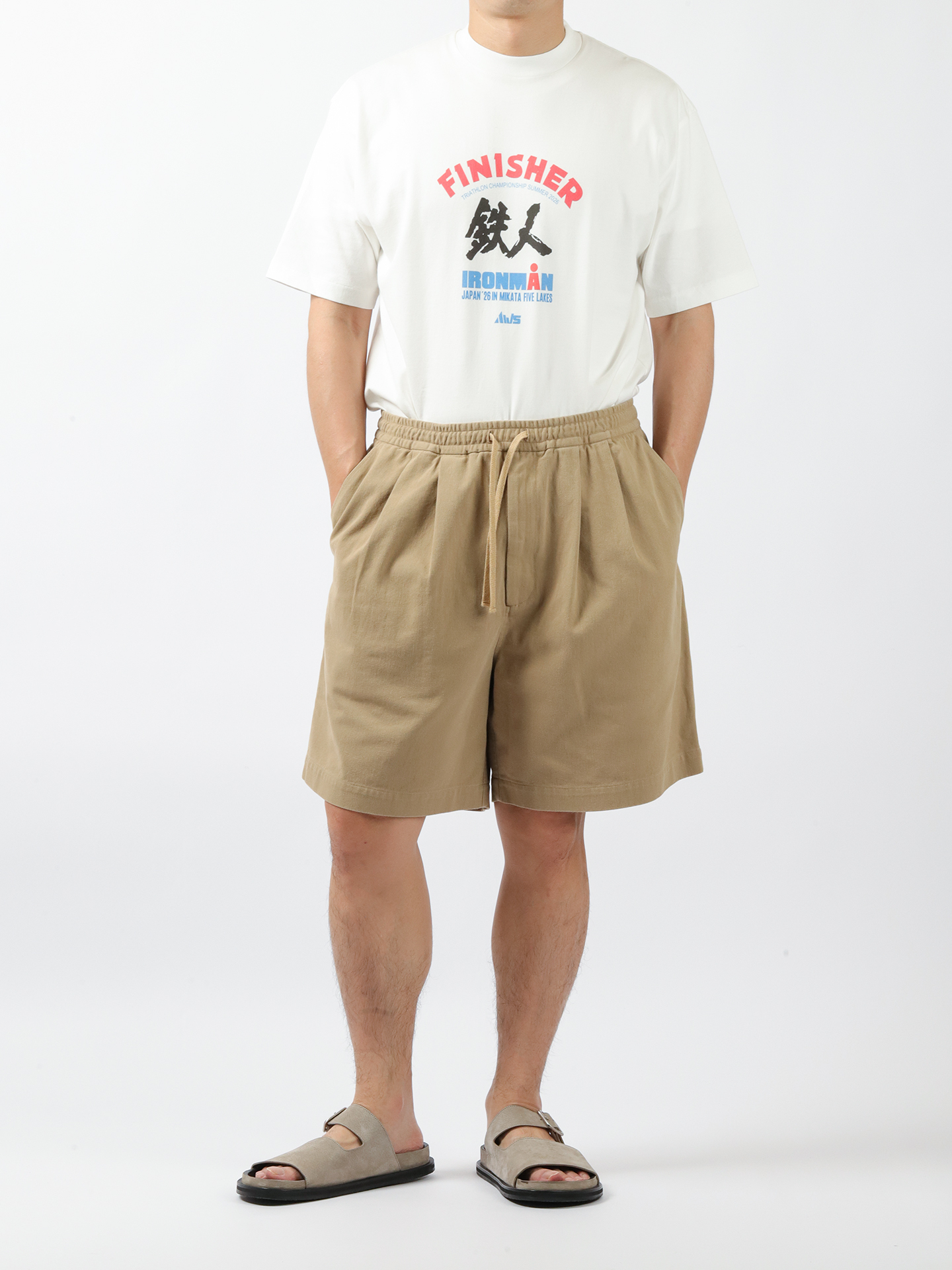 AWASA Hard Twist Cotton Twill Wide Easy Shorts