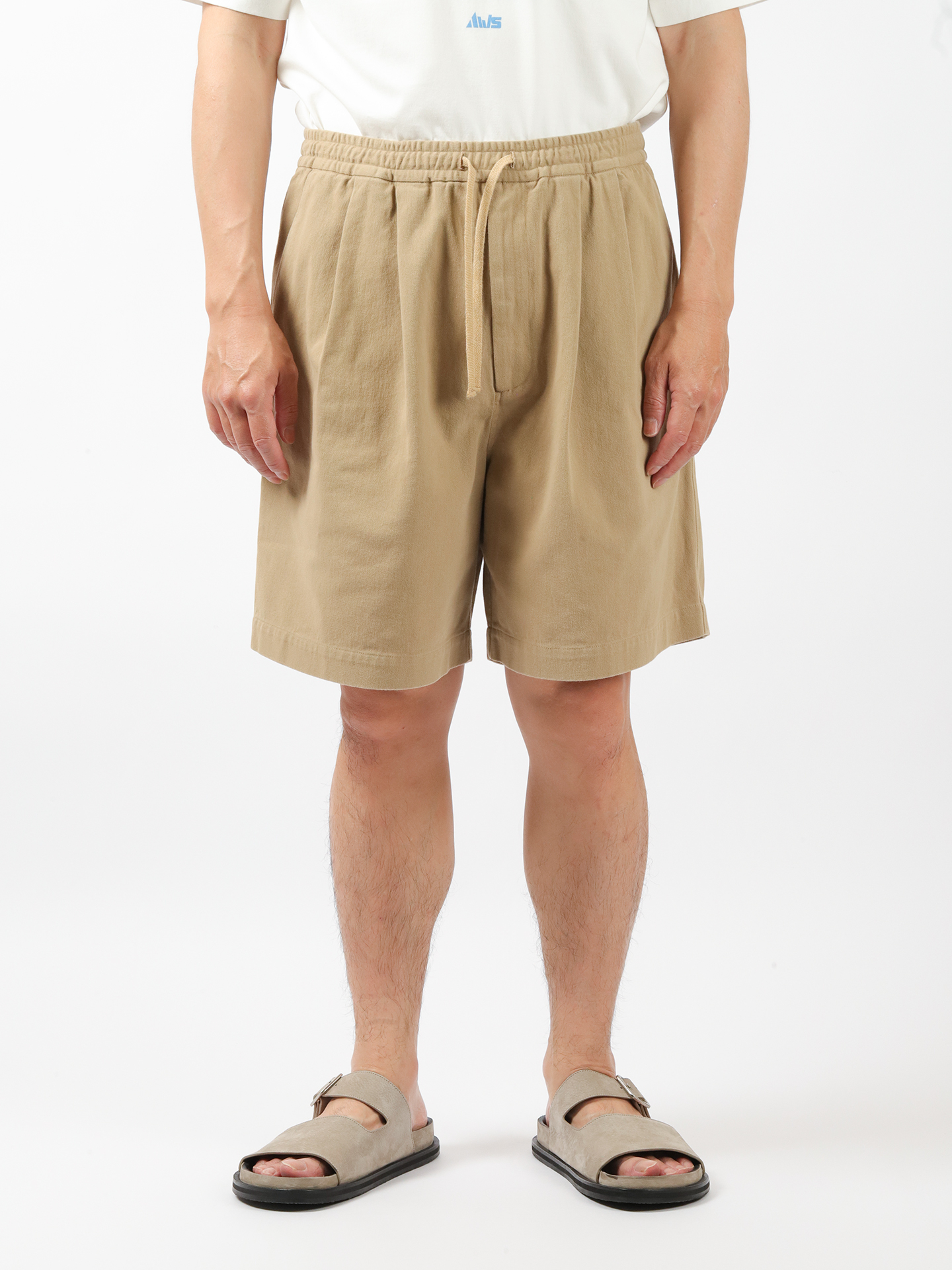 AWASA Hard Twist Cotton Twill Wide Easy Shorts