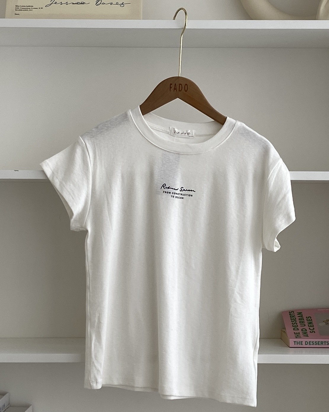 法朵Fado shop｜小字母印花竹節棉短T 0215107 三色