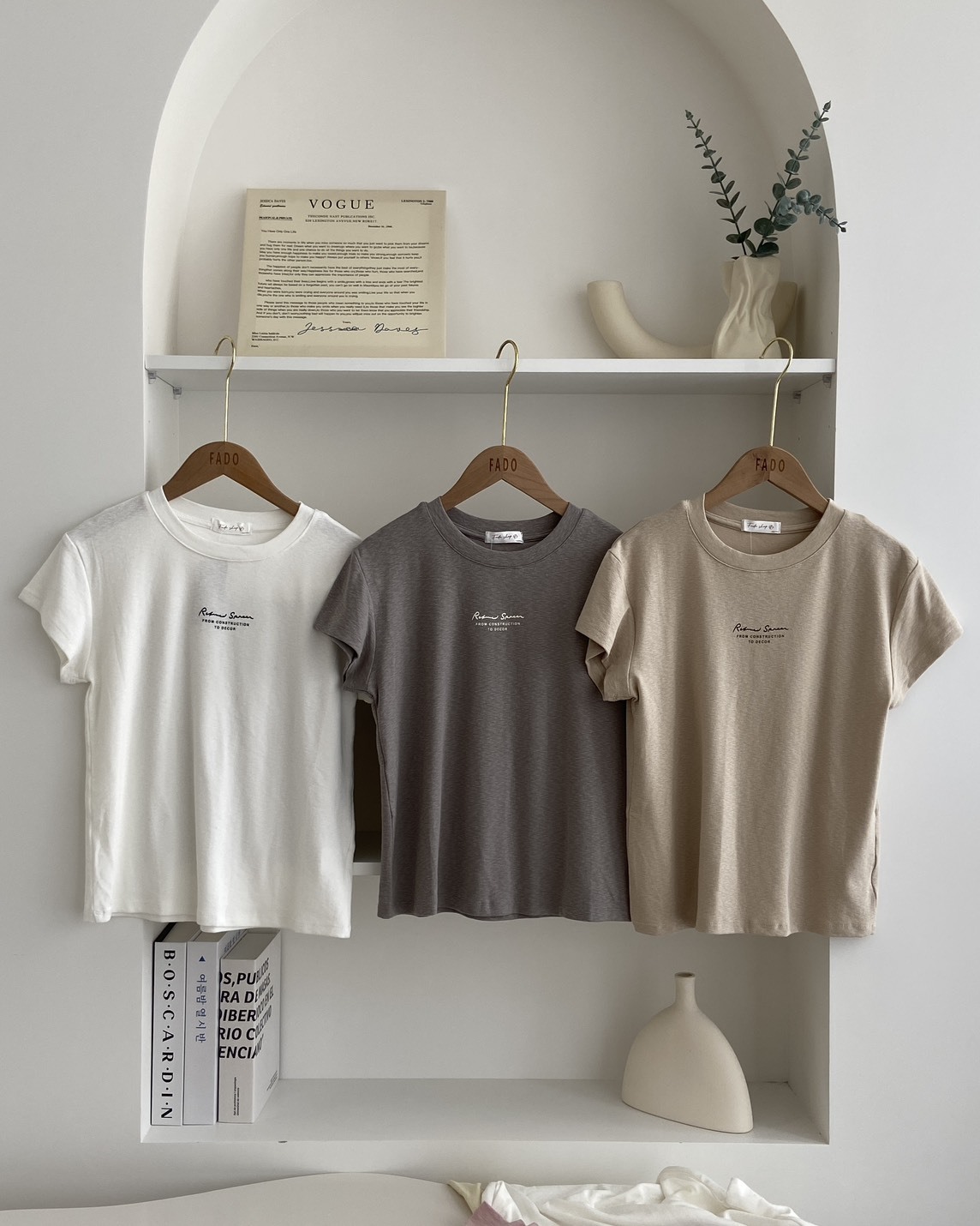 法朵Fado shop｜小字母印花竹節棉短T 0215107 三色