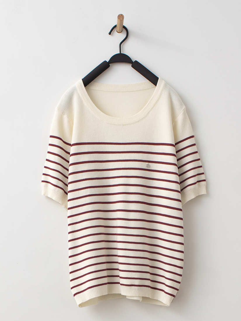 日感生活涼感細織條紋針織衫