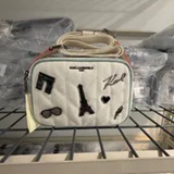 [S] KARL LAGERFELD WINTER WHITE/SILVER L6AEK9BJ-W2V MAYBELLE CROSSBODY WITH PARIS PINS, 198913617740 (SKL1644)