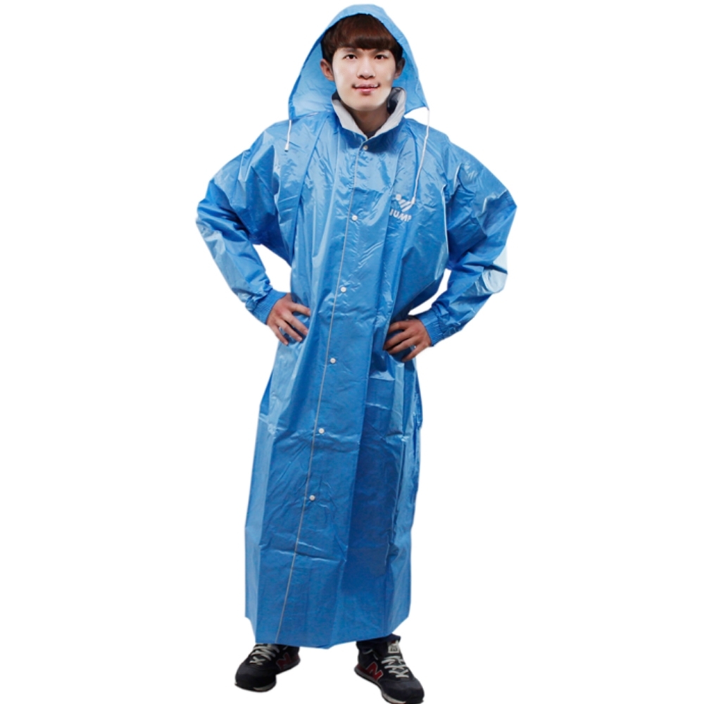 JUMP新二代前開素色雨衣-藍色-超大5XL 破盤下殺 OMAX歐妹思購物網