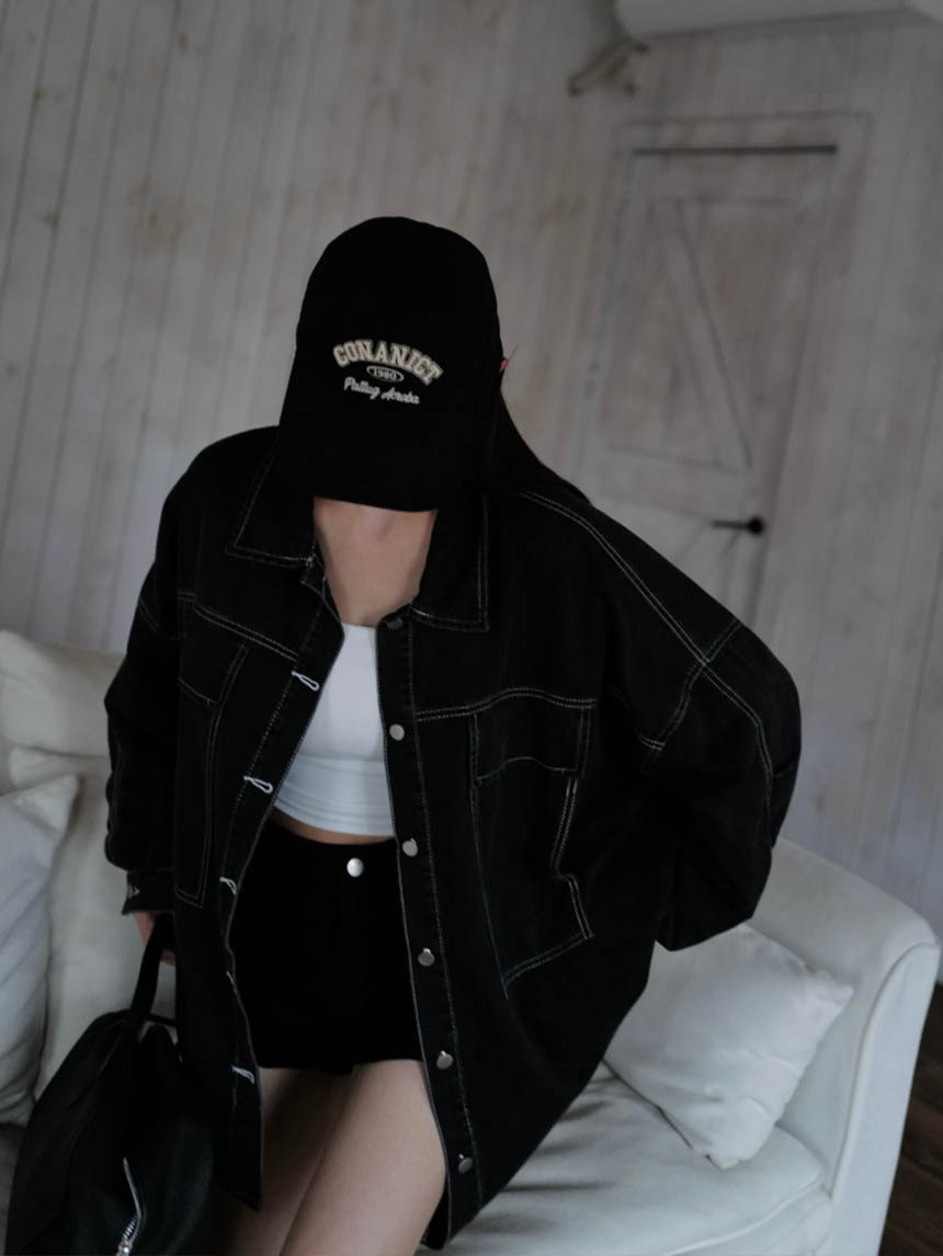 車白線牛仔寬版男友襯衫*2色