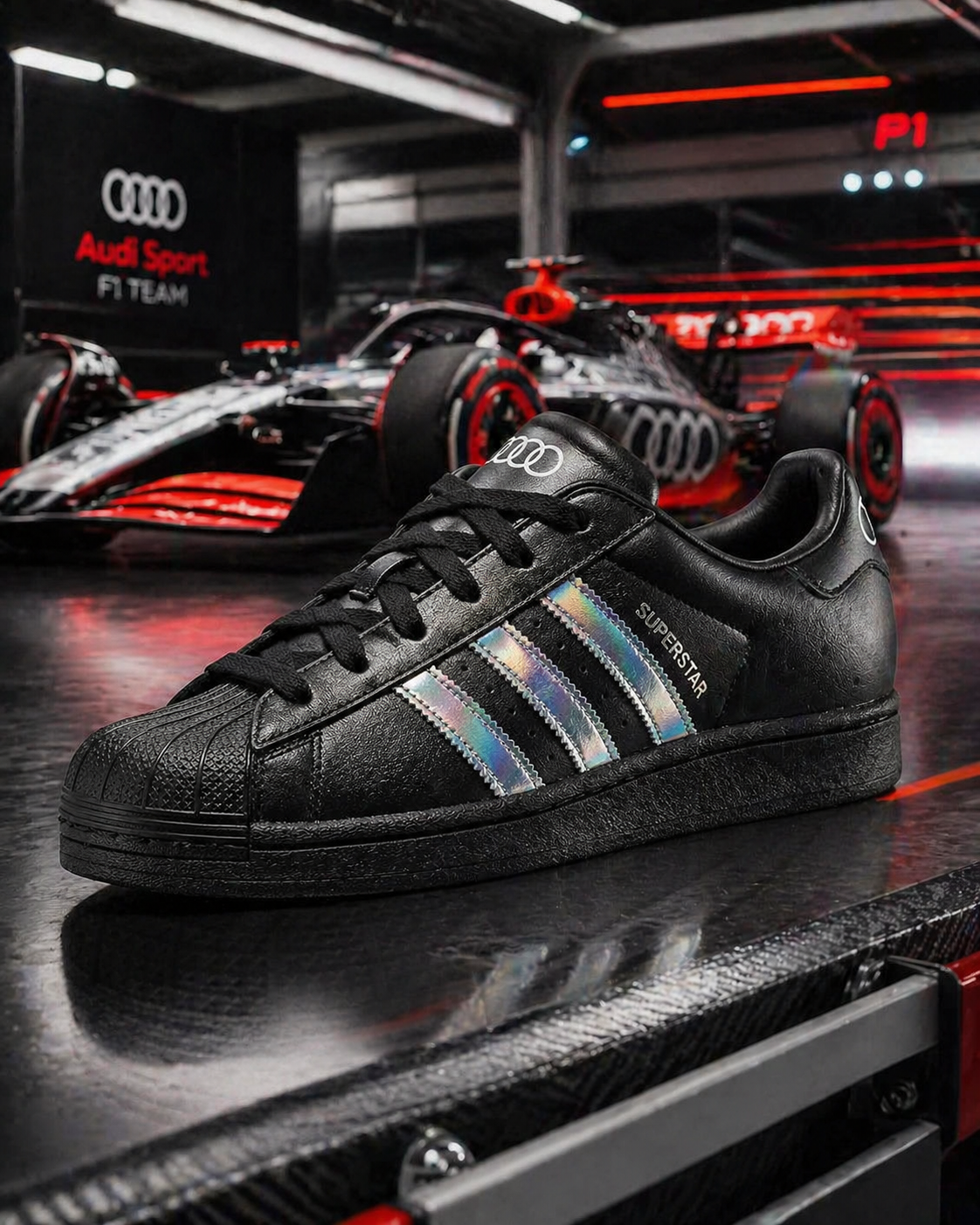 Adidas ORIGINALS 愛迪達 AUDI X SUPERSTAR II 黑色 休閒鞋 貝殼鞋 KJ1228