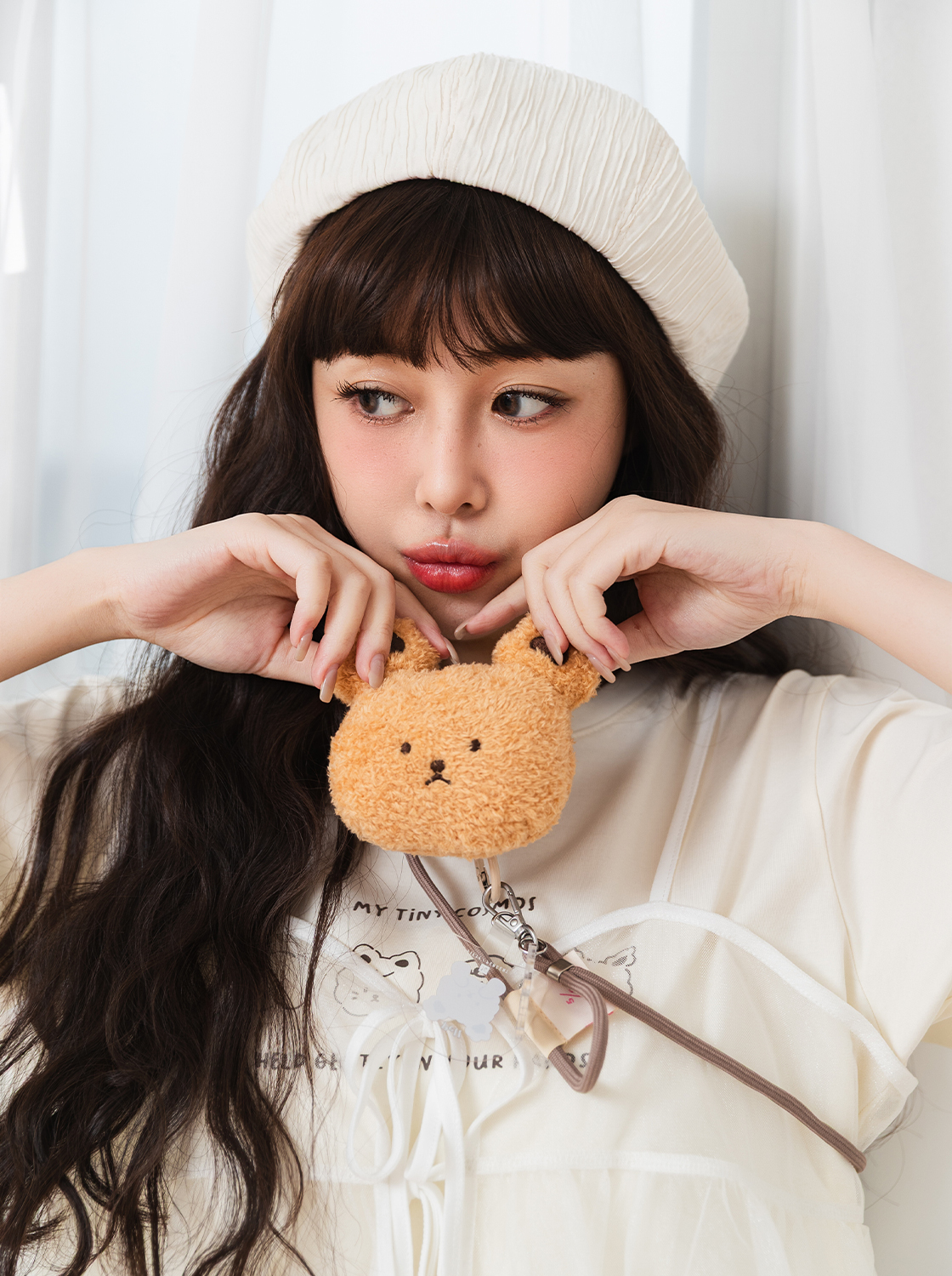 軟軟兔毛絨大頭吊飾-Poll