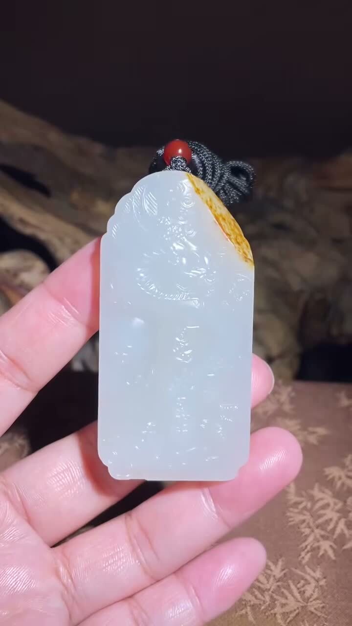 和田玉籽料龍牌,天然和田玉軟玉