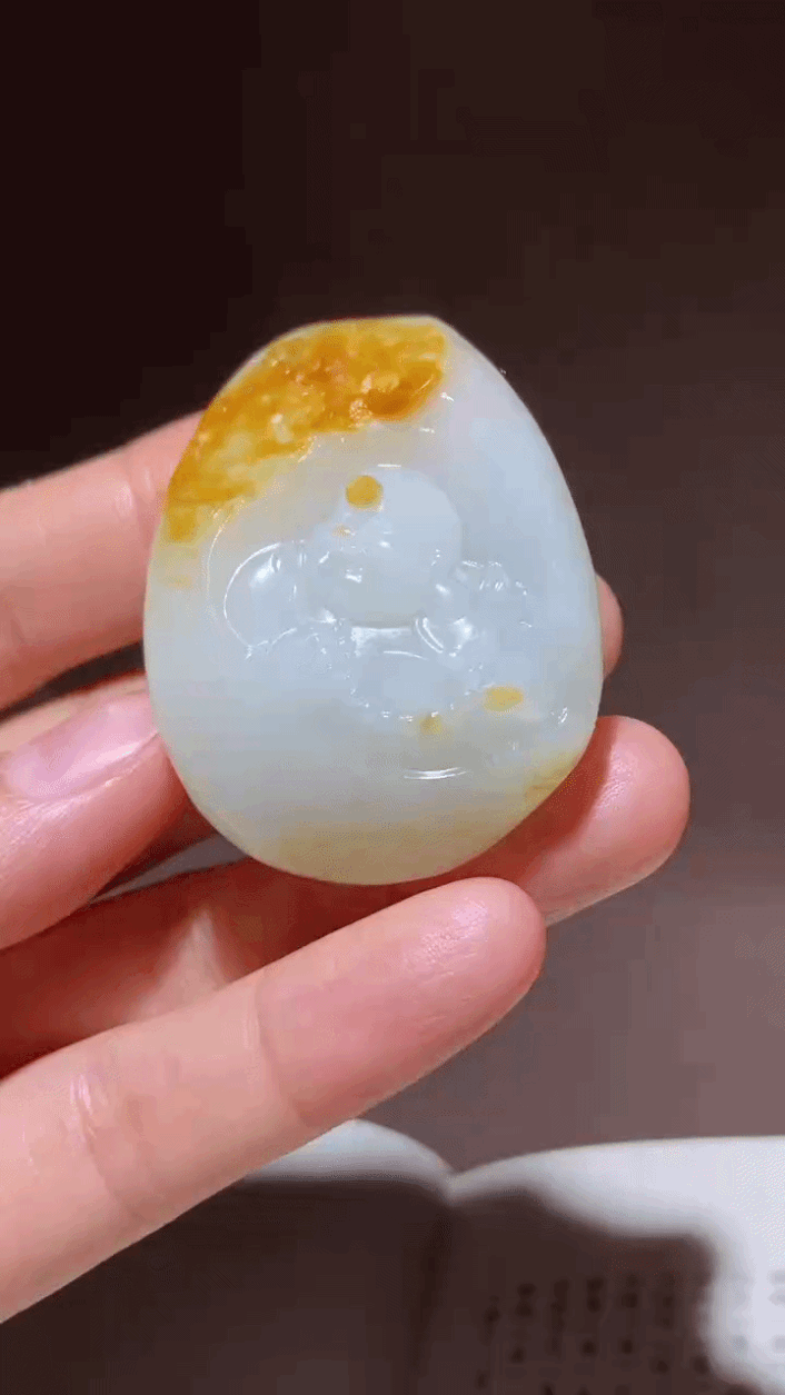 414744 和田玉籽料彌勒佛