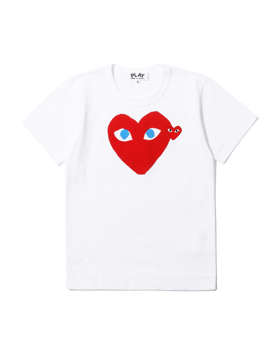 CDG Play Heart Logo Print Tee White DAZT026M-530