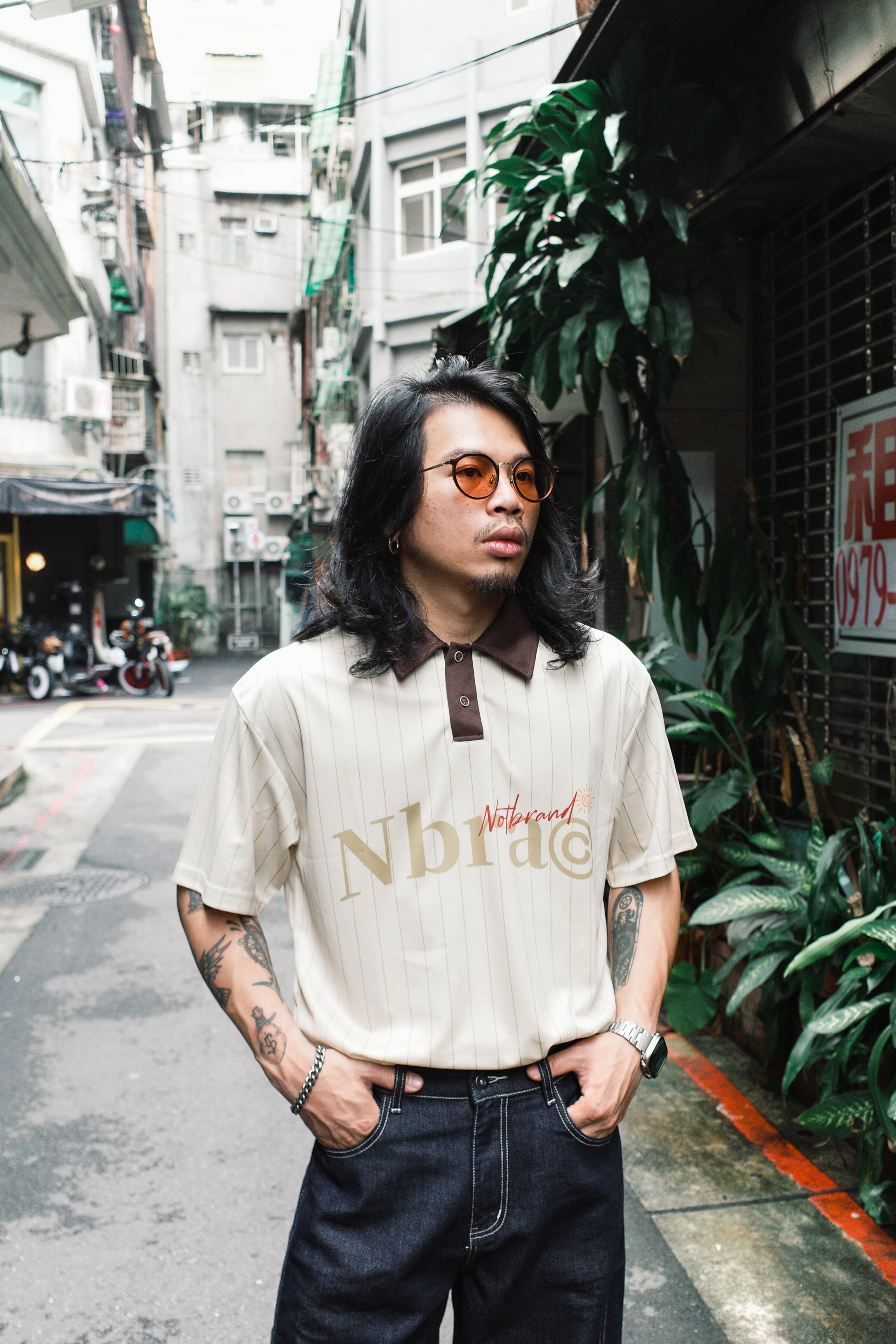 『Always_Good』直條紋 大地色 撞色 速乾 球衣