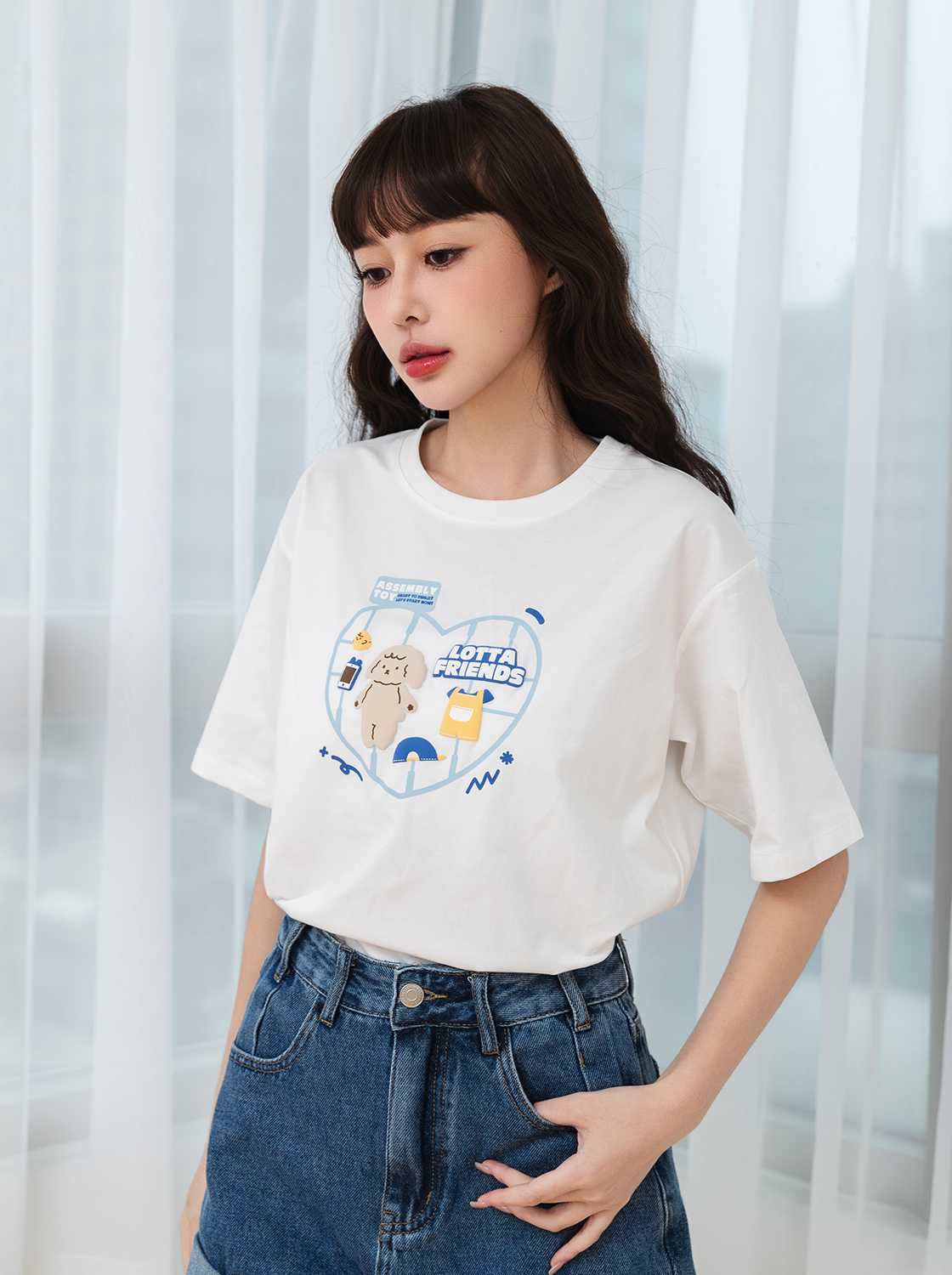 軟軟兔拼接玩具發泡印花T恤【親子款】