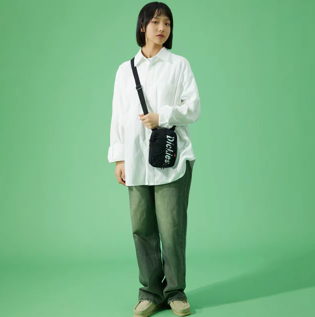 代購-Dickies 百週年限定 工裝風 球鞋帶 綁帶 斜挎包 2色