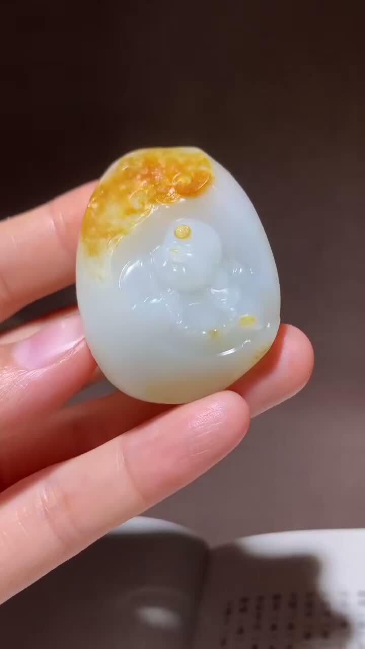 和田玉籽料彌勒佛,天然和田玉軟玉