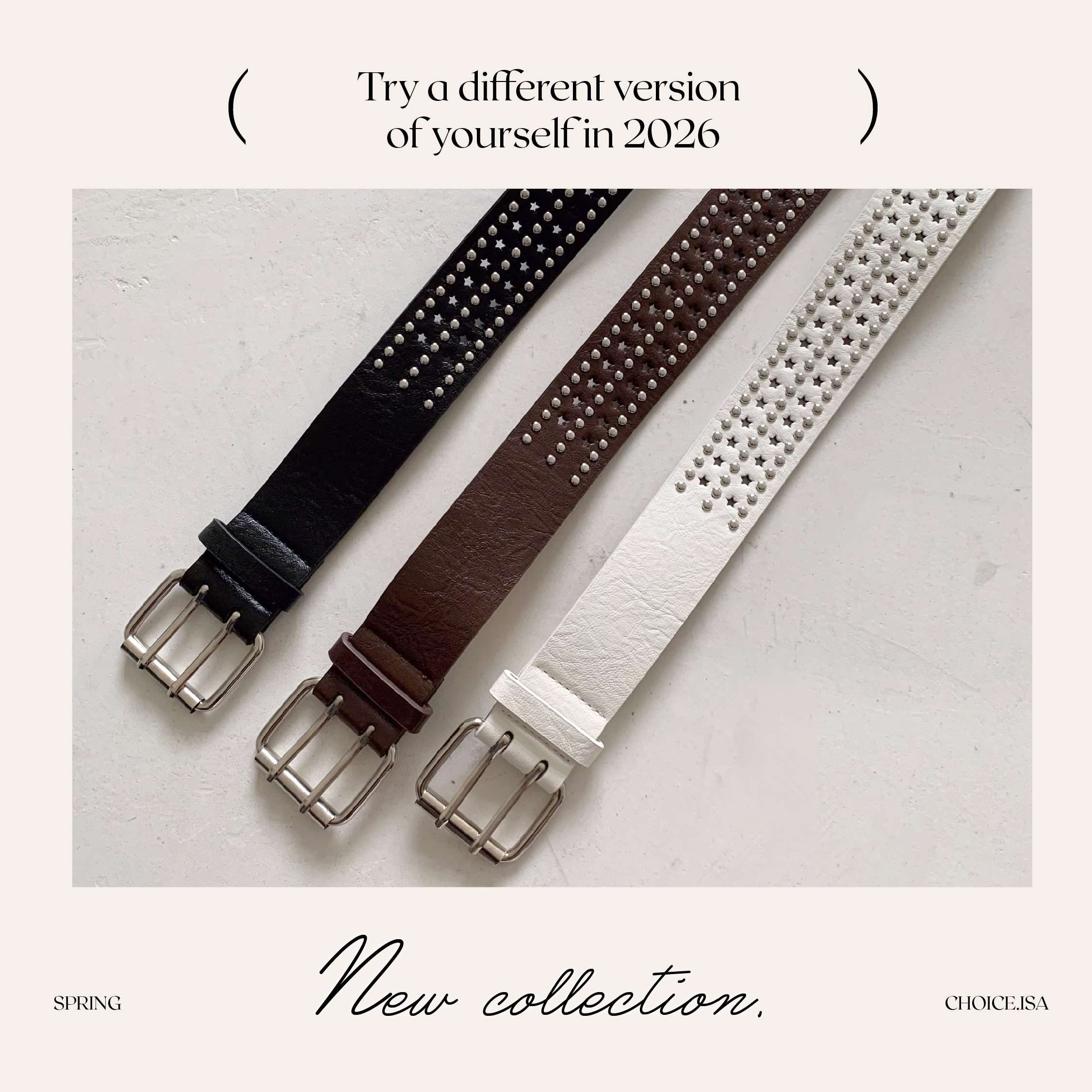 ISA_不低調時髦! 超重工星星卯釘壓紋皮帶_63065