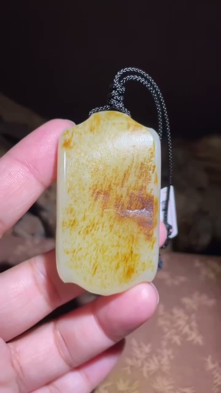 和田玉籽料平安無事牌,天然和田玉軟玉