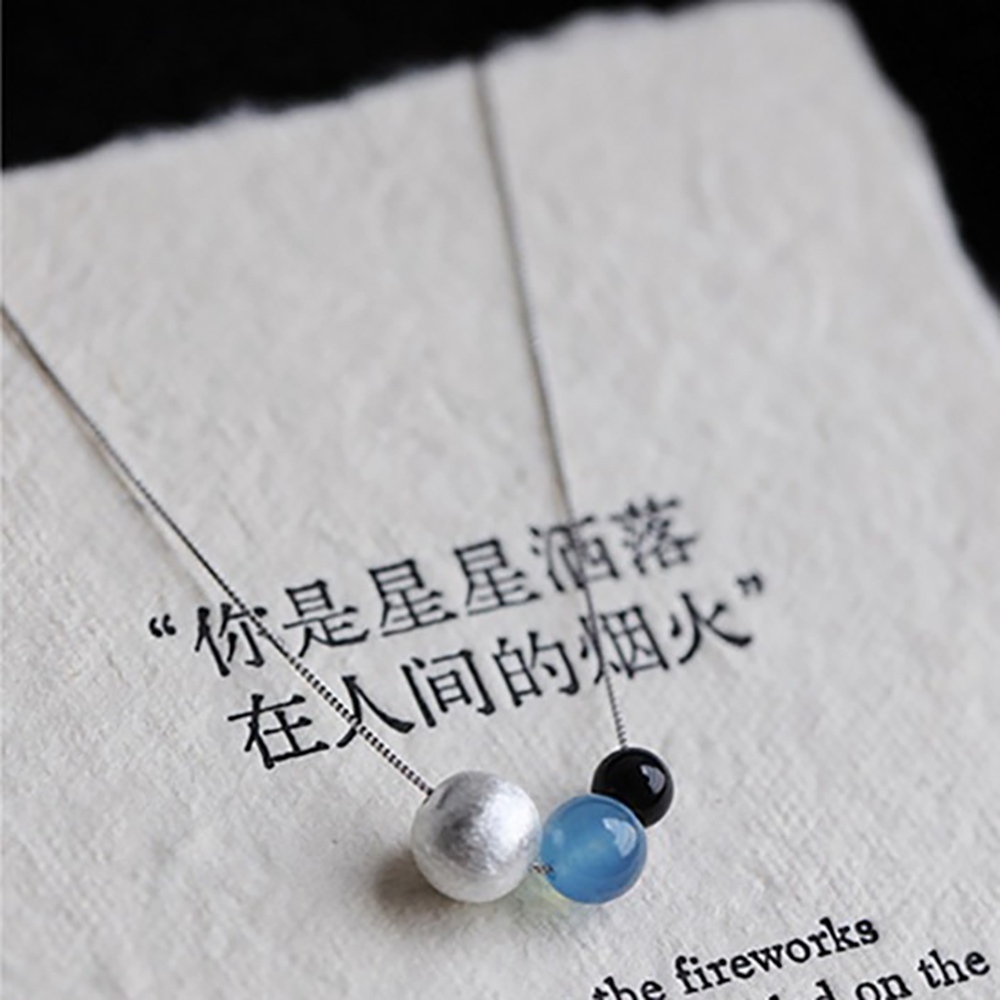 項鍊 水晶項鍊 海藍寶水晶項鍊 鎖骨鍊 黑曜石項鍊 純銀項鍊 女生項鍊 歐美項鍊 穿搭配件 百搭項鍊 氣質項鍊 825