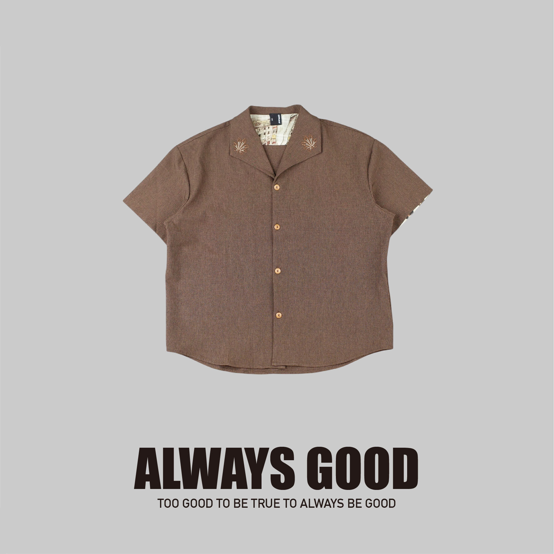『Always_Good』翻領 刺繡 馬術印花 短袖 襯衫