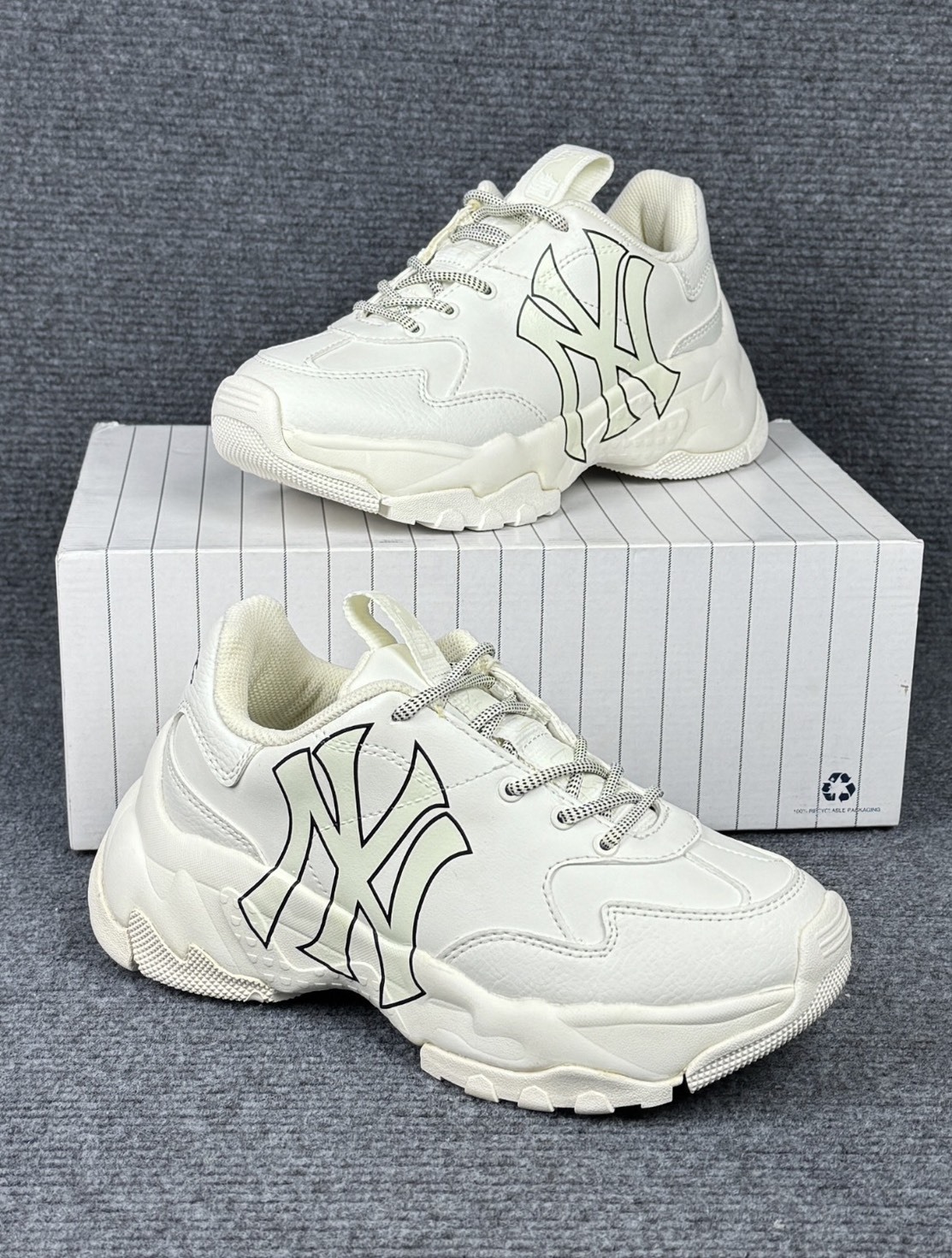 【OWN】MLB Korea 休閒鞋 老爹鞋 厚底 休閒 舒適 百搭 NY 洋基 不分男女 象牙白 3ASHC104N-50IVS