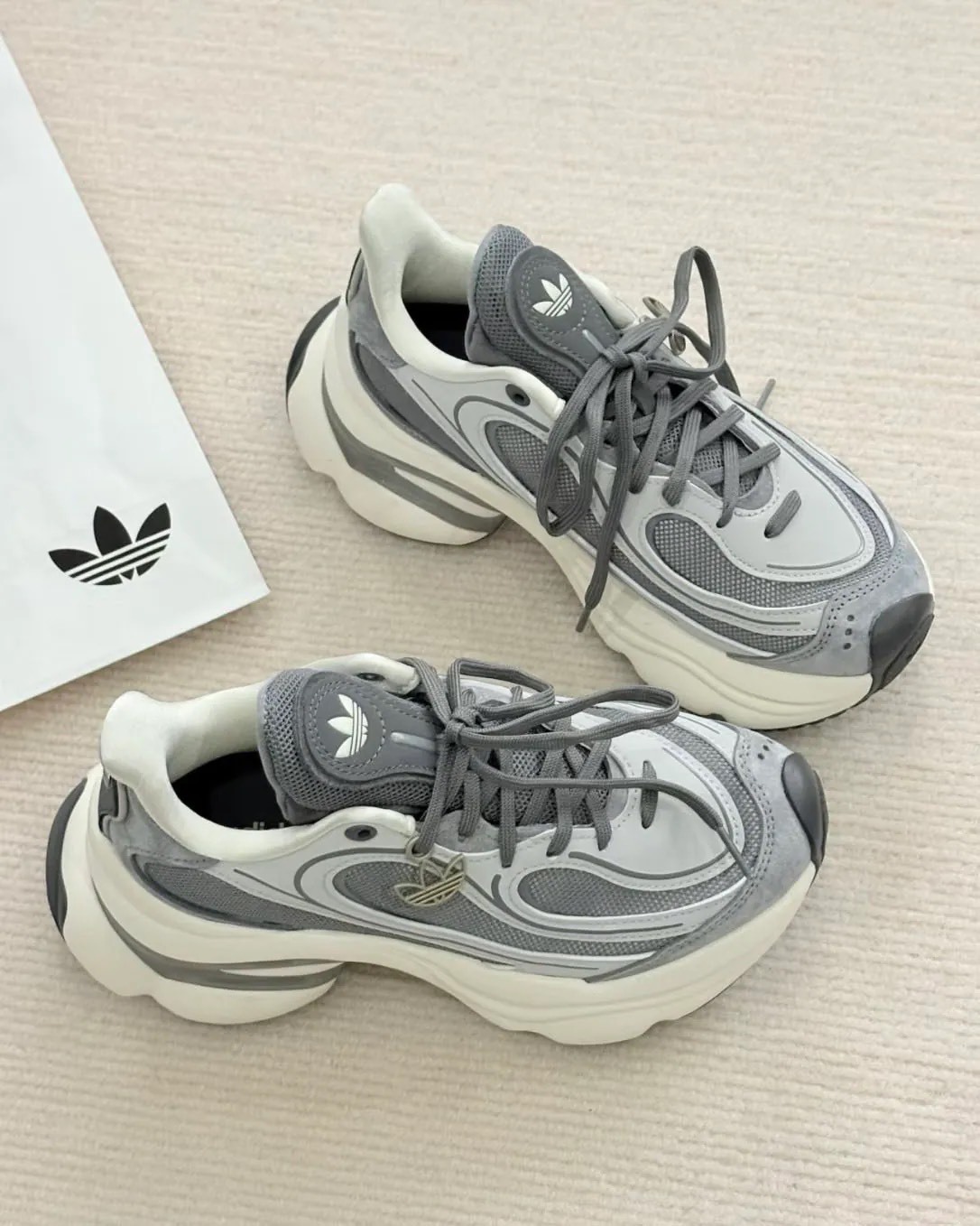 ADIDAS ORIGINALS ODS TN 奶油白 大象深灰 厚底 增高 宋雨琦同款