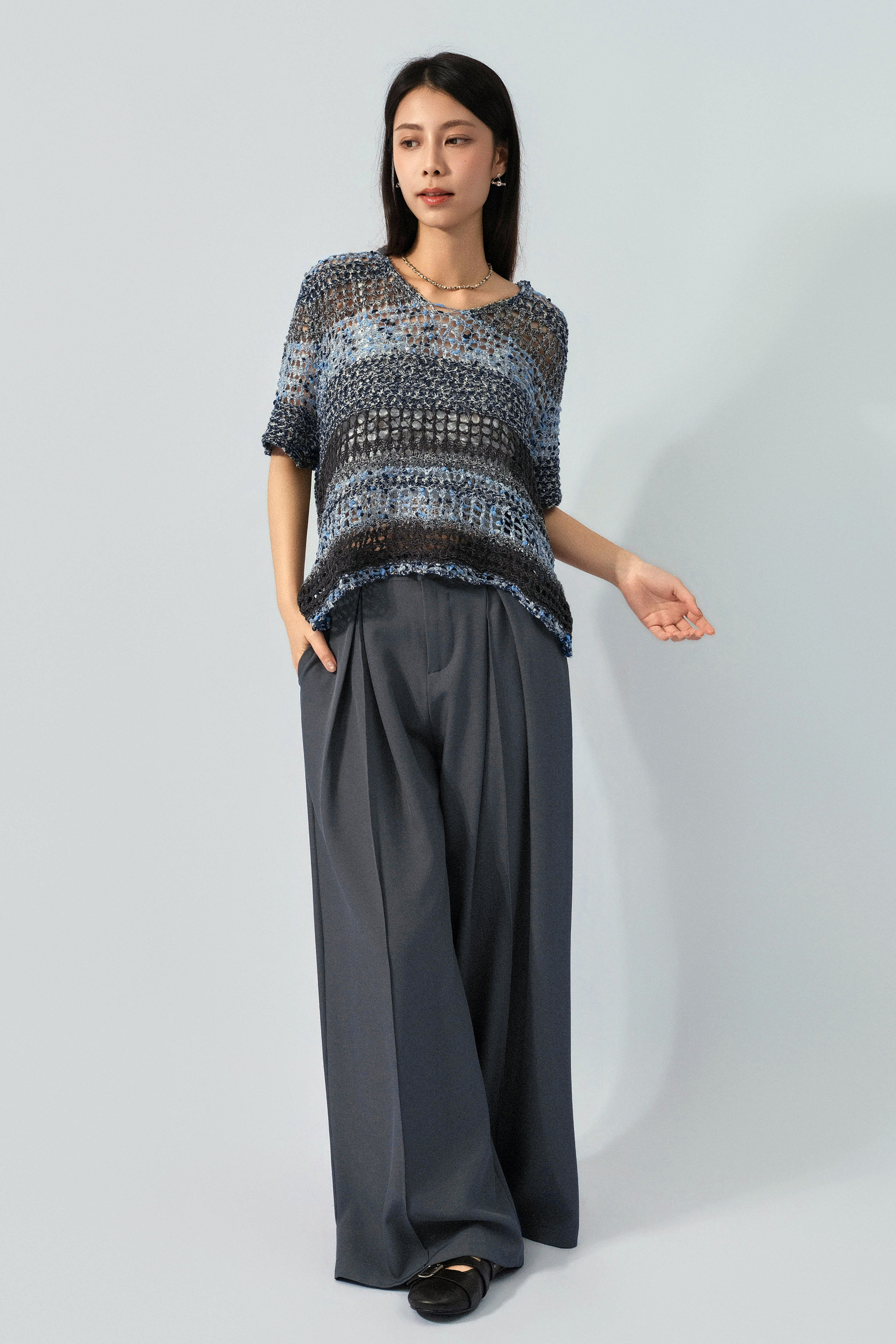 大通花混線間針織上衣（預購產品）