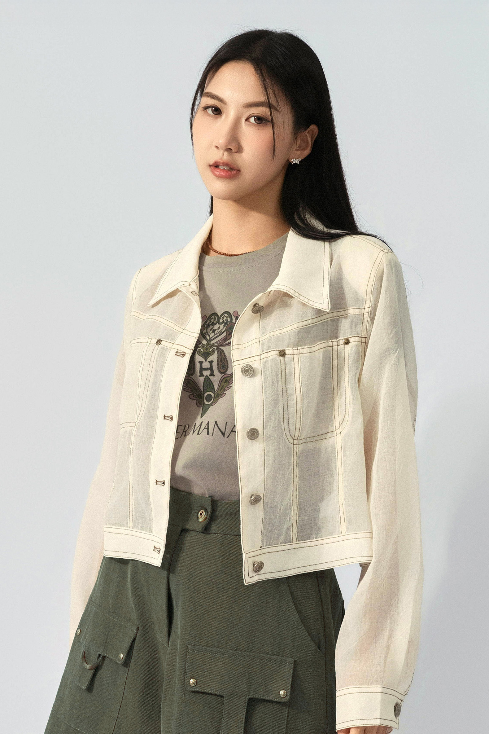 牛仔褸款透薄外套（預購產品）