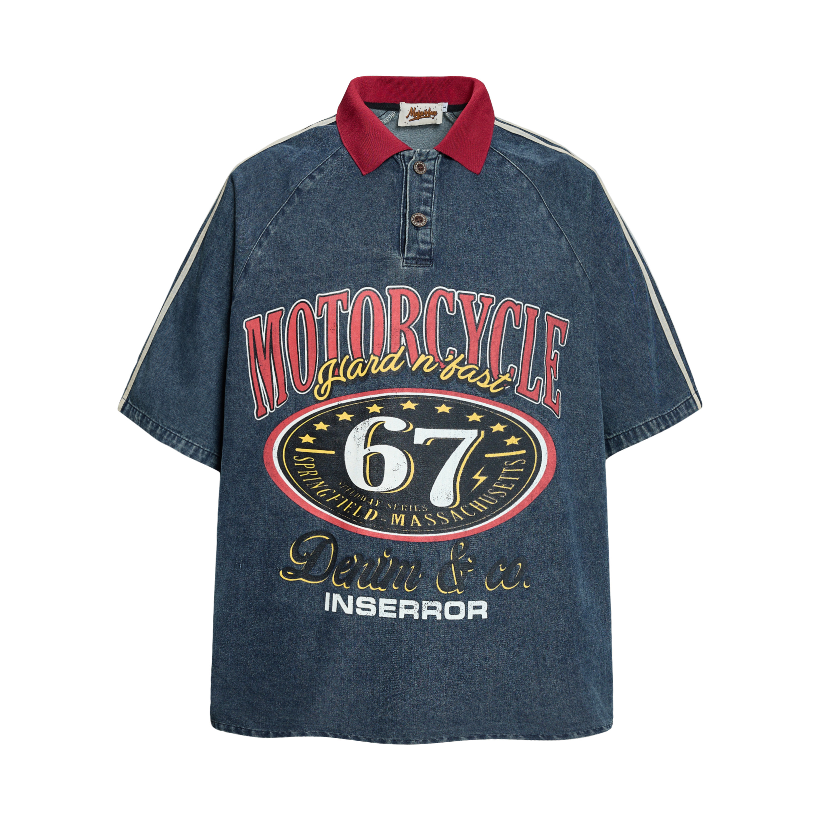 《S.V》67斜袖復古丹寧POLO衫