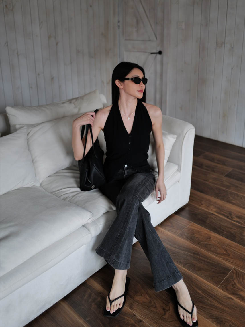 露背釦子背心*4色