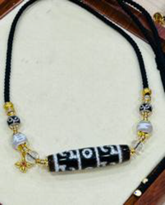 YZ026 極致黑白雕刻蓮師法器項鍊