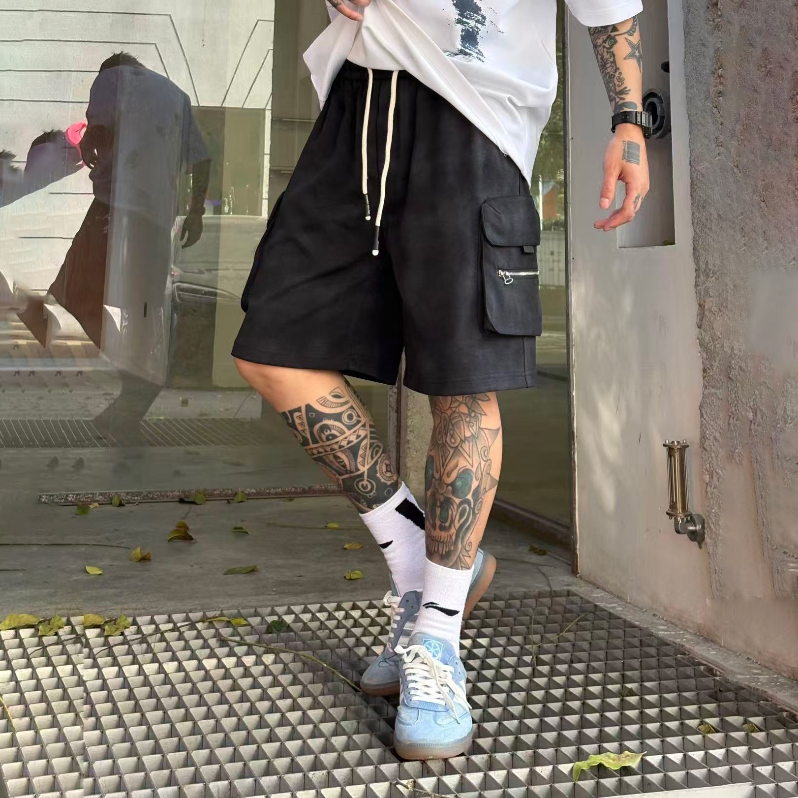 XCTRL 多口袋抽繩工裝短褲-黑