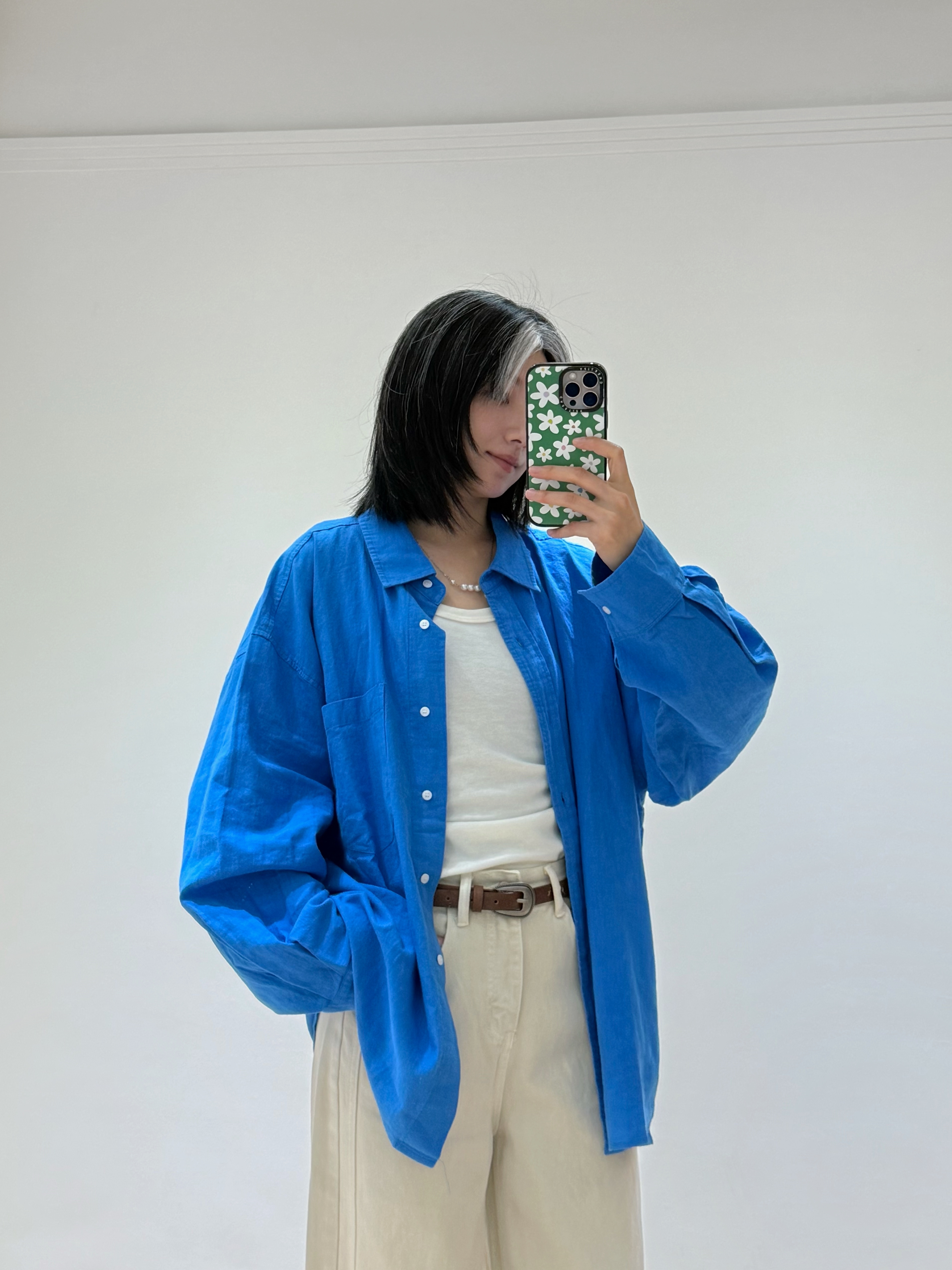 慵懶系寬襯衫 (藍)