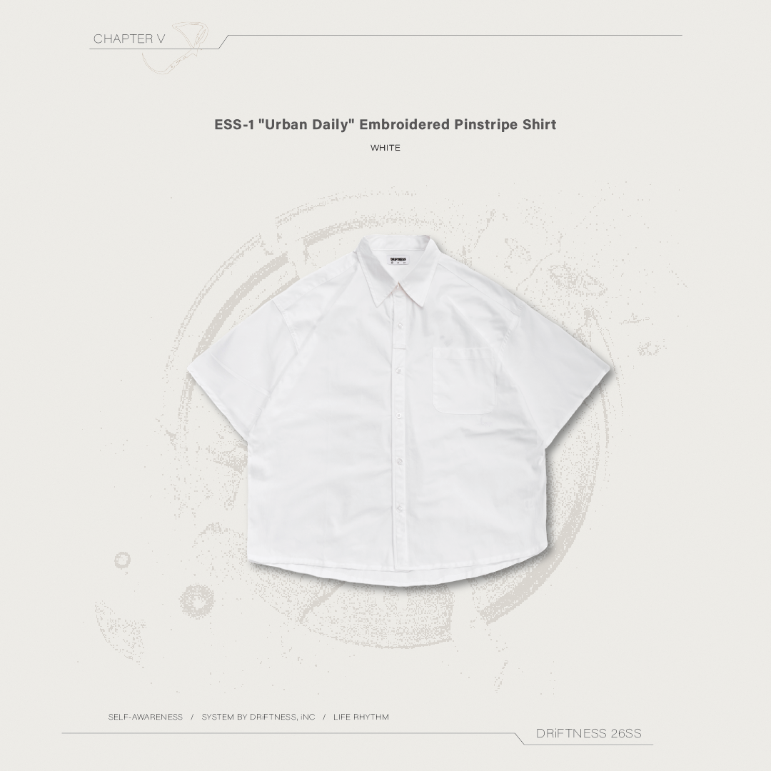 DRiFTNESS｜ESS-1 "Urban Daily" 條紋刺繡襯衫 - White