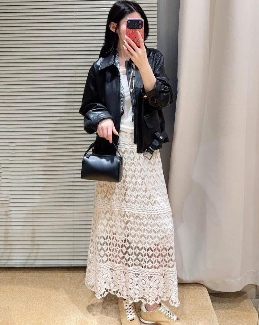 【浪漫氣質的布提花編織長裙】（現貨）