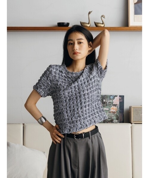 CITEN / Shirred Check Half Top