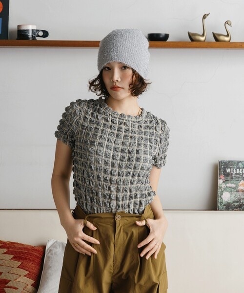 CITEN / Shirred Check Half Top