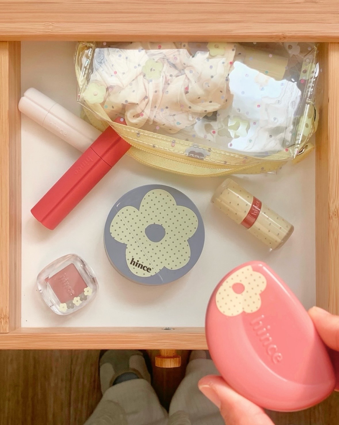 韓國 Hince 花花 春日 波點 柔霧氣墊 限定組合 贈替換芯+腮紅膏+貼紙 四色