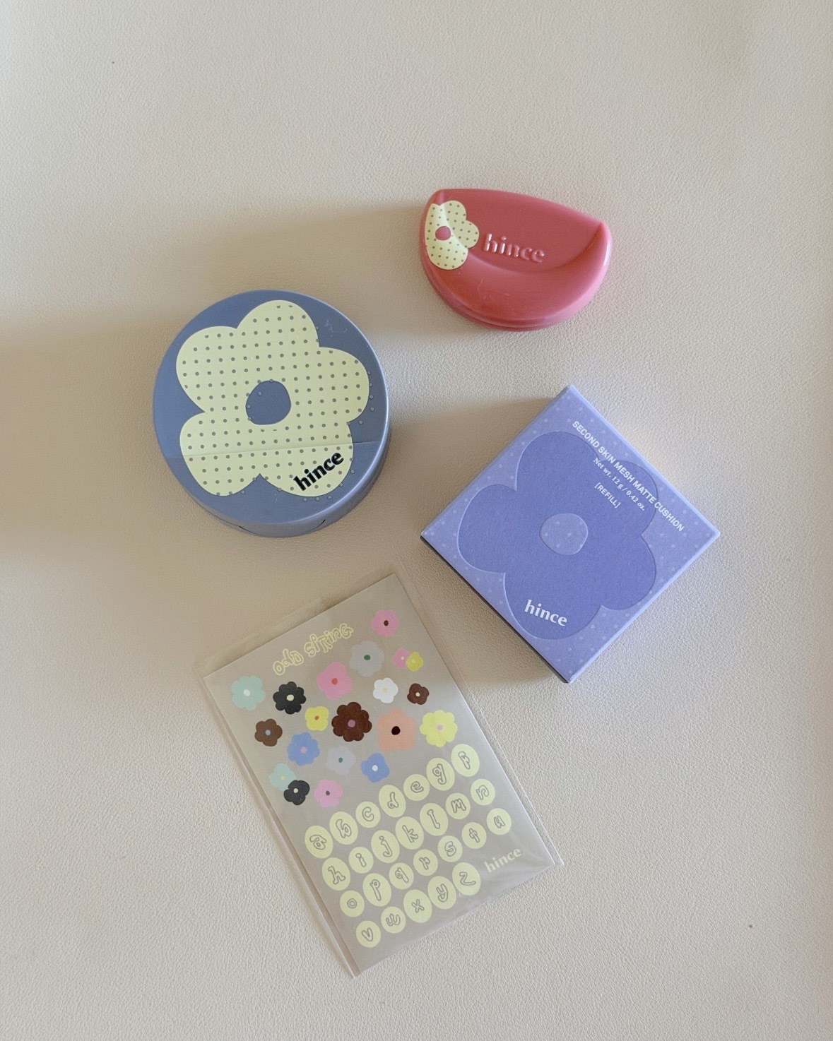 韓國 Hince 花花 春日 波點 柔霧氣墊 限定組合 贈替換芯+腮紅膏+貼紙 四色