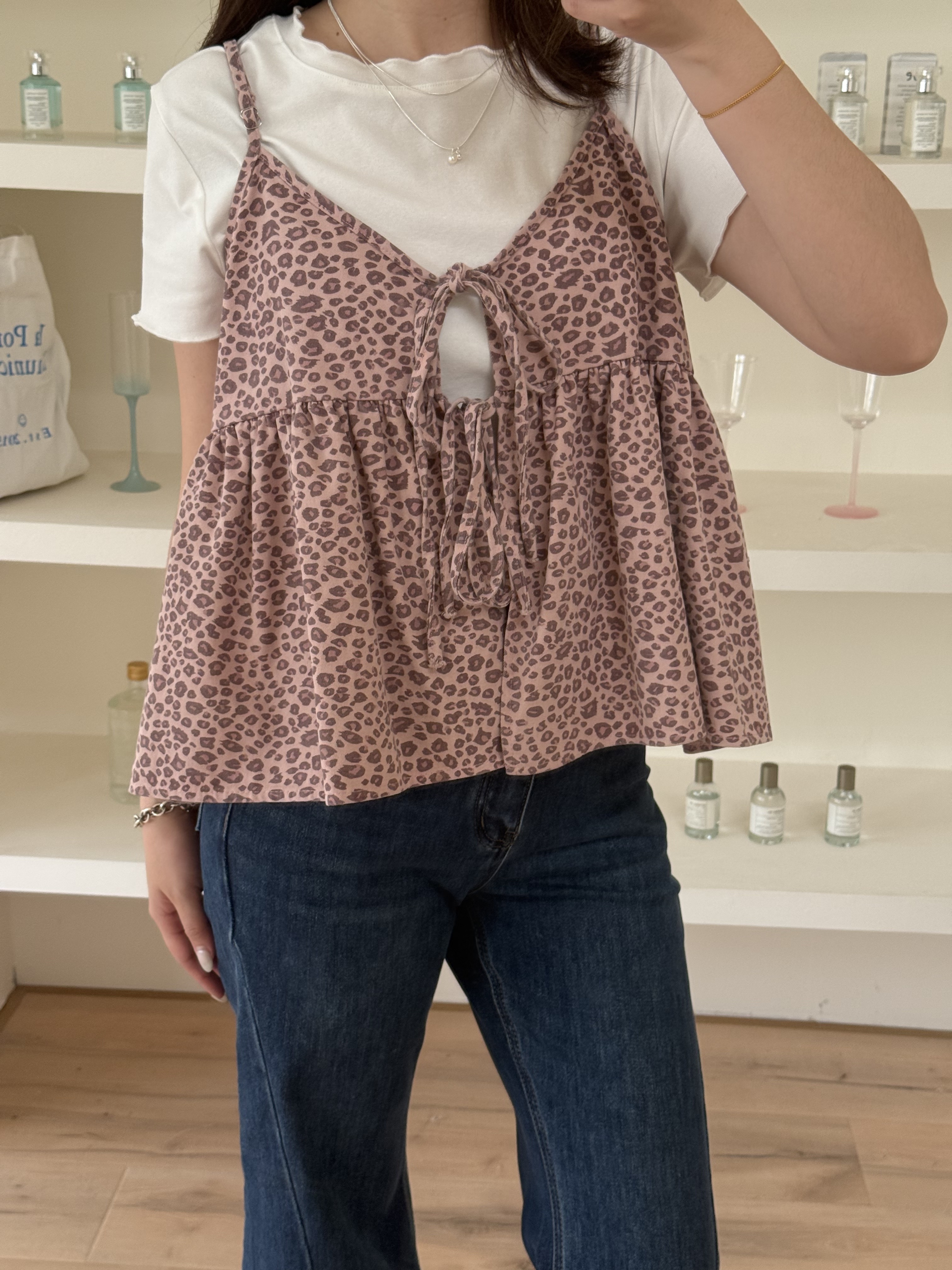 可愛乳牛綁帶罩衫