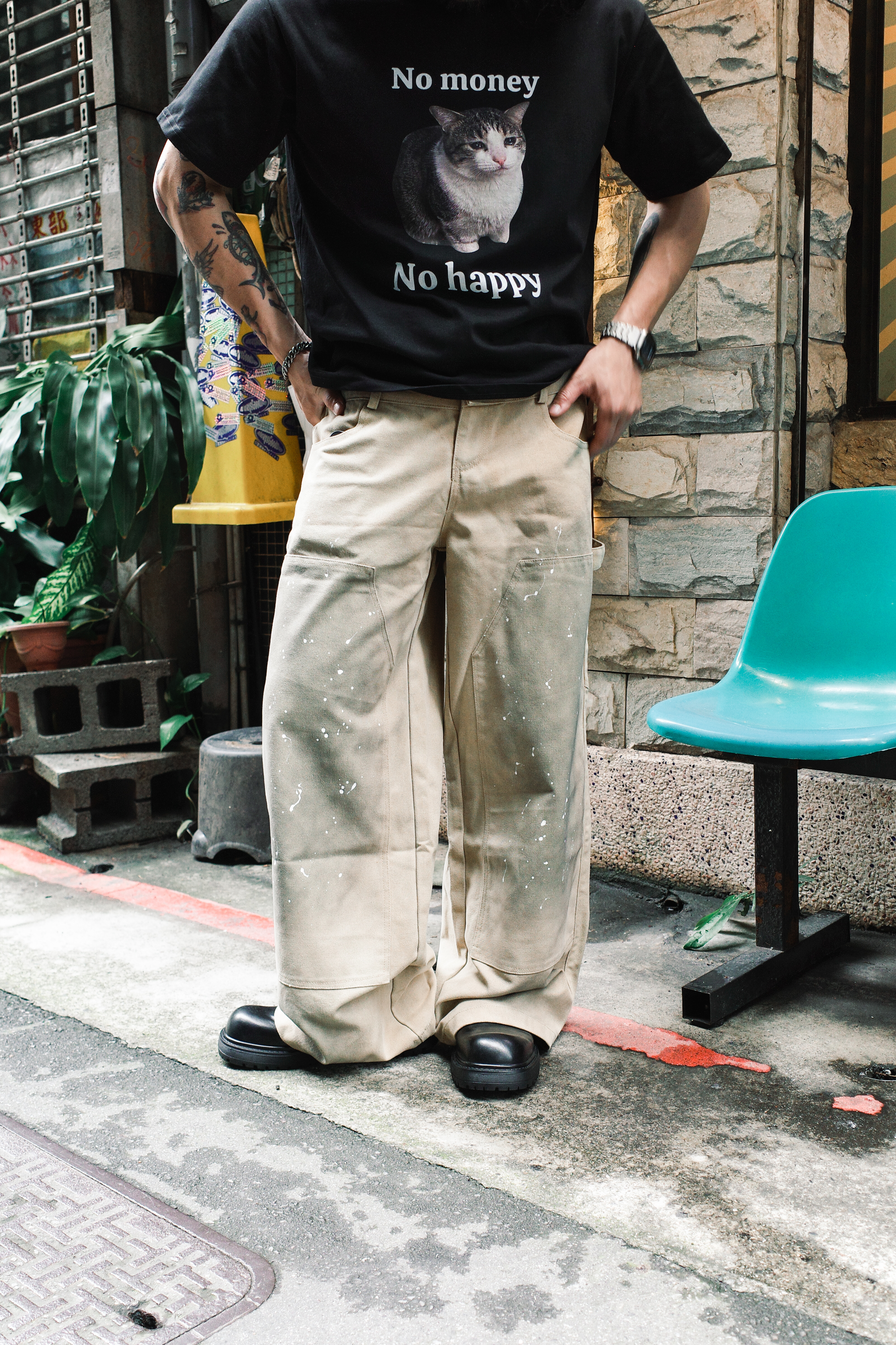 『Always_Good』髒染 雙褲頭 伐木工 工裝 長褲
