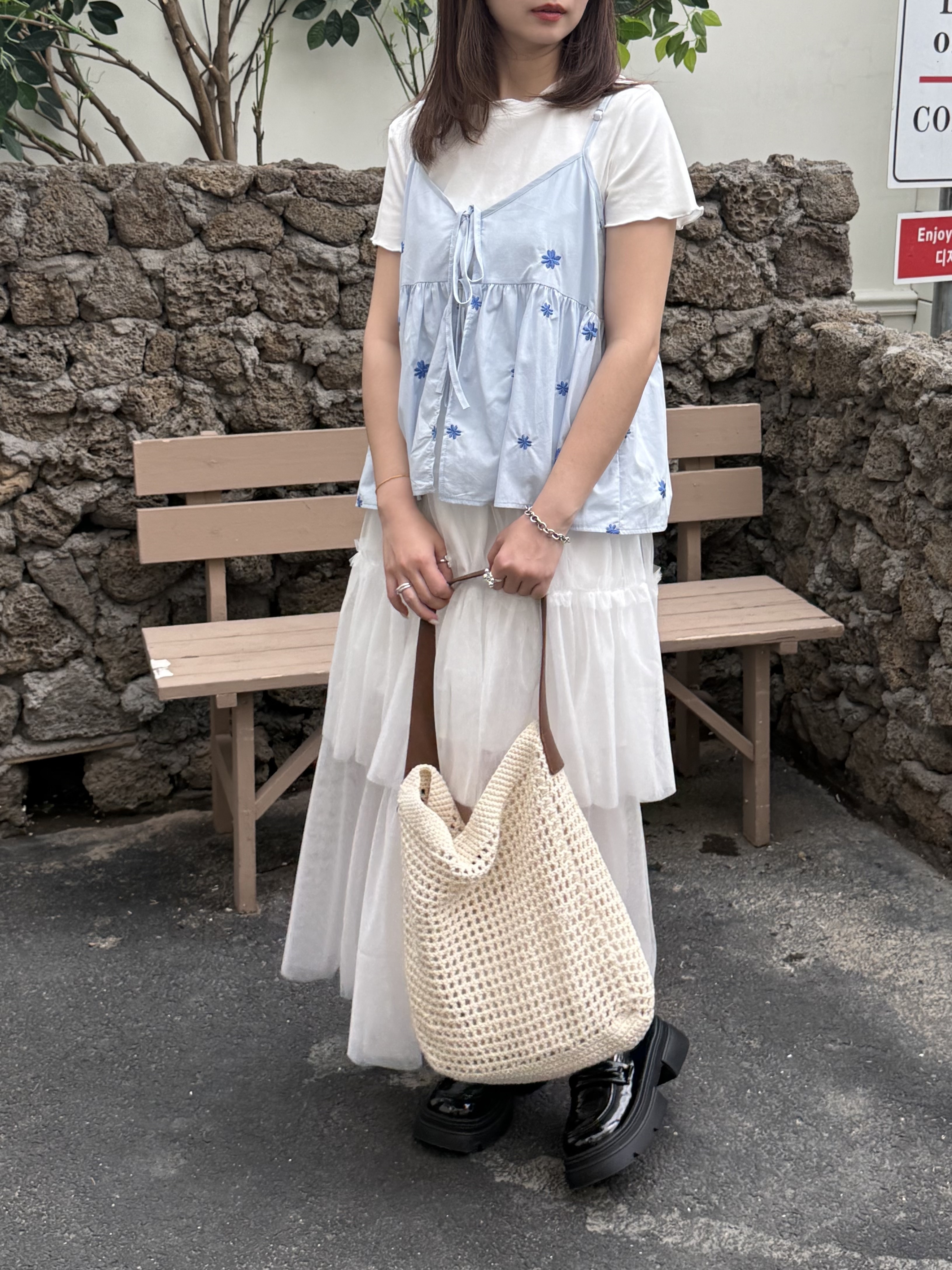 小花朵綁帶罩衫