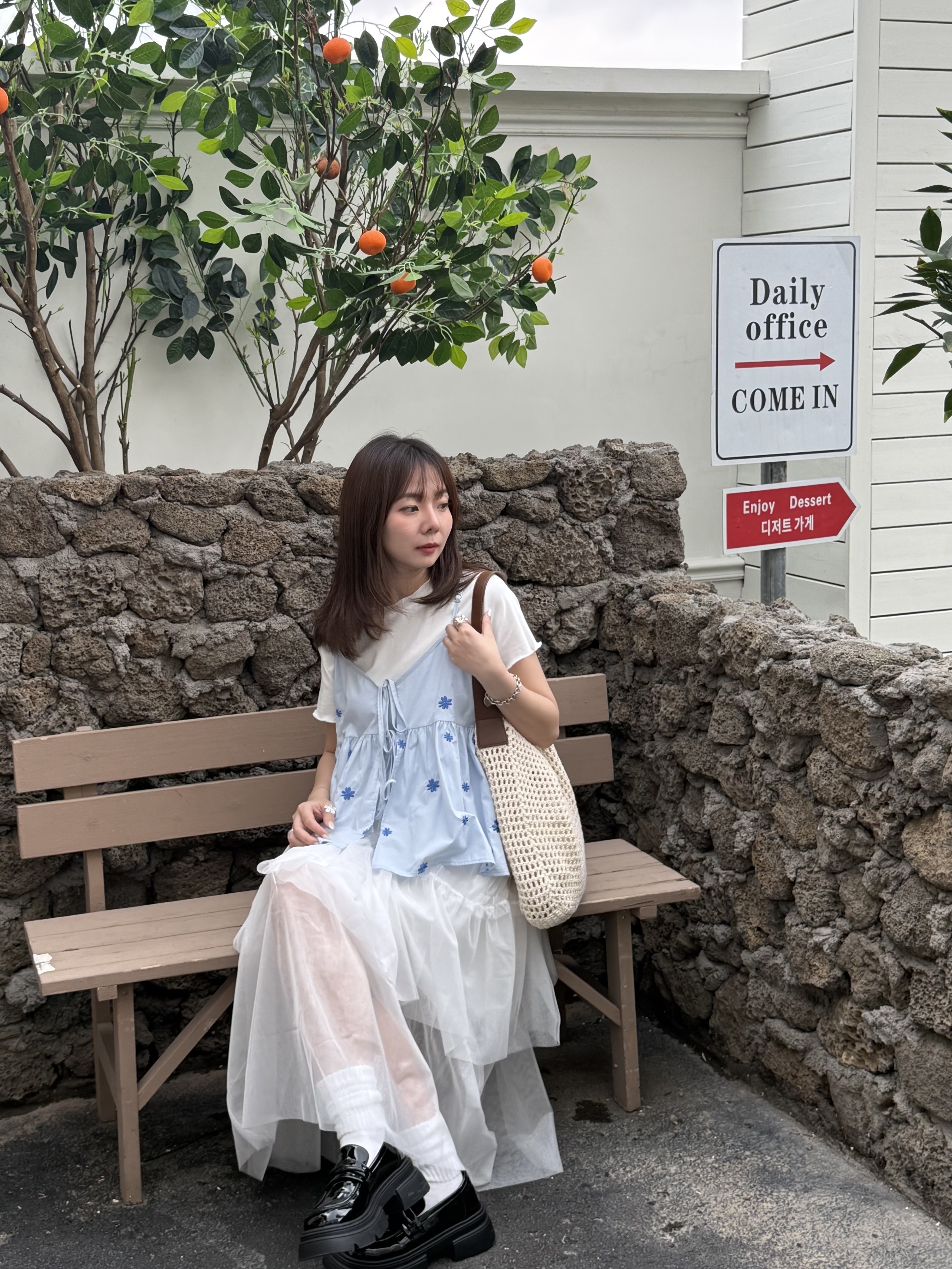 小花朵綁帶罩衫