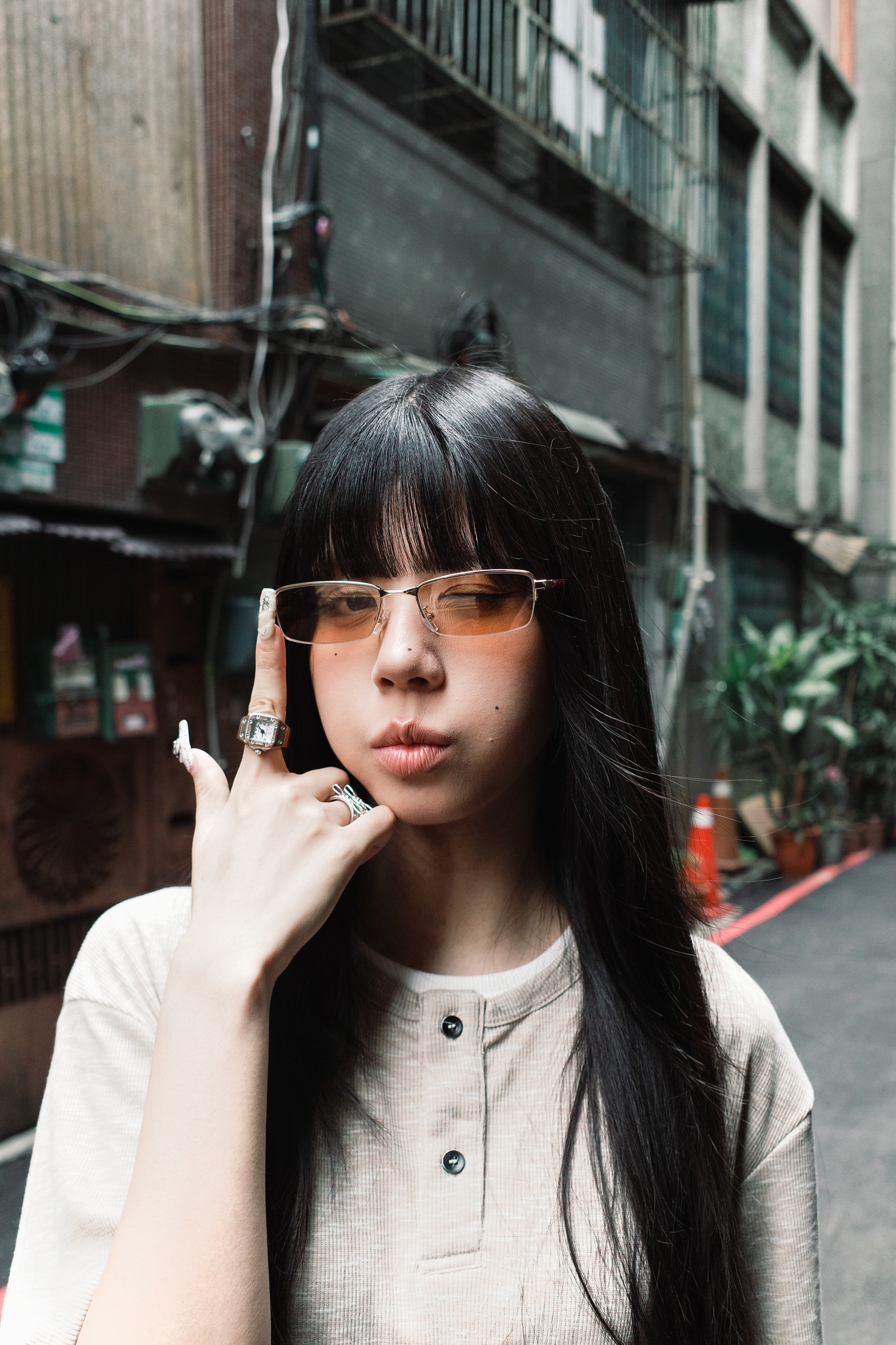 『Always_Good』復古半框 金屬方框 Y2K 墨鏡