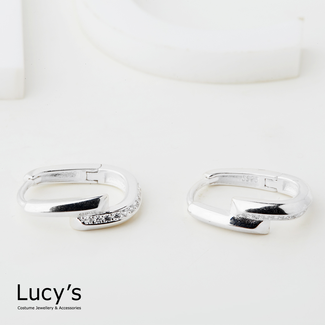 925純銀 微光交織 易扣耳環 (125902)