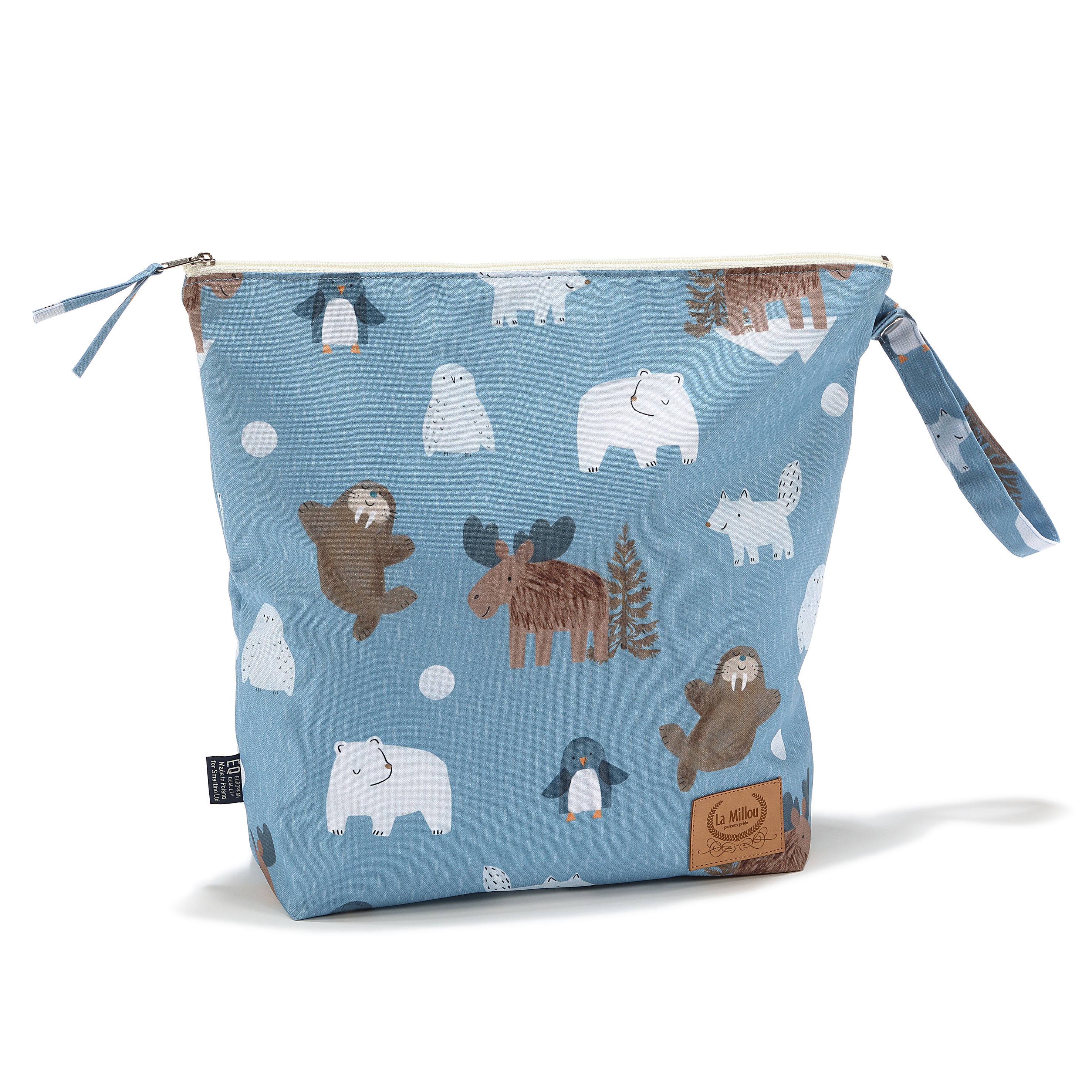 La Millou波蘭 尿布袋加大-方型28x32cm｜北極好朋友(藍底)