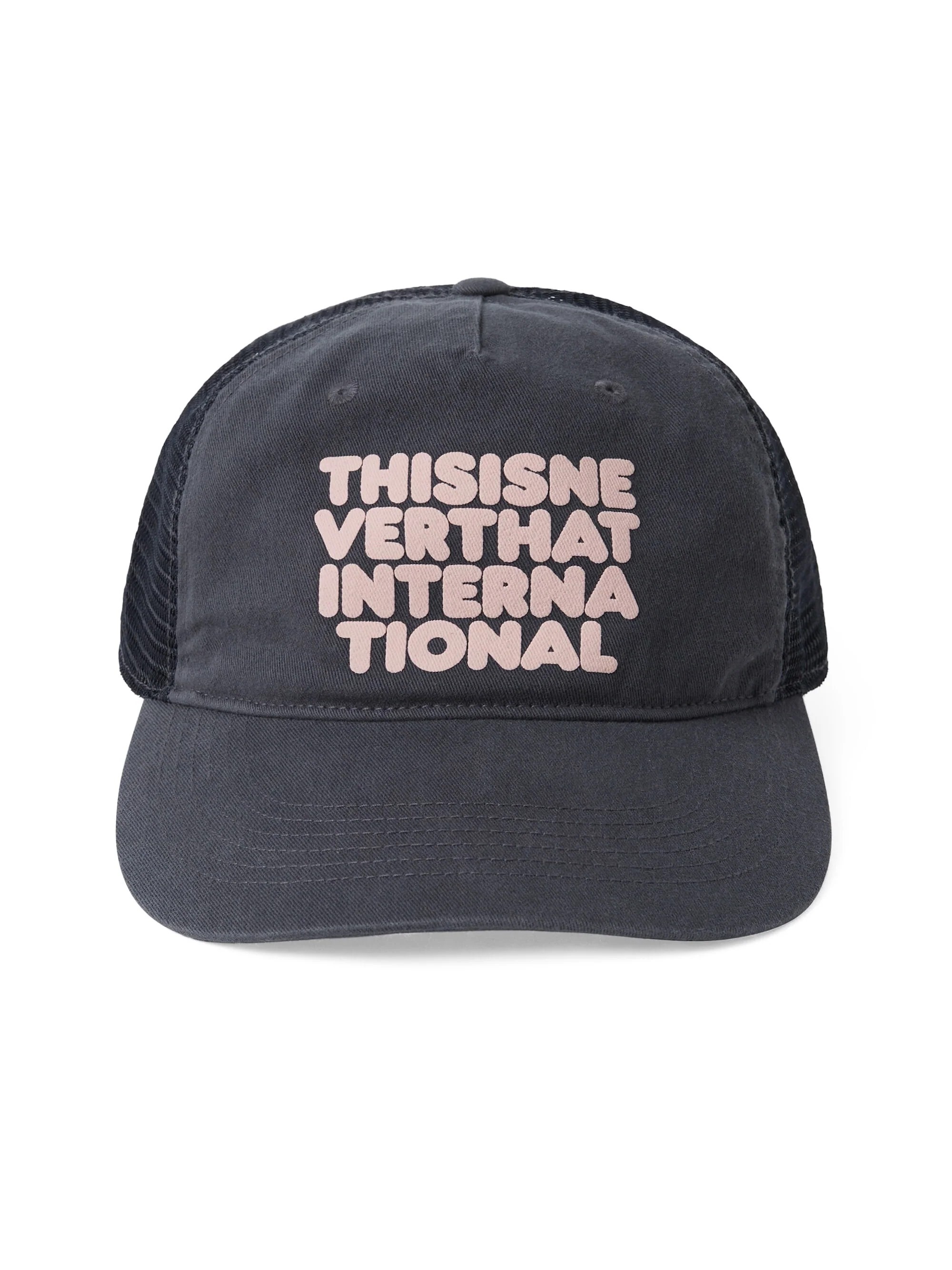 -(E6c05)- THISISNEVERTHAT WASHED TRUCKER CAP DUSTY NAVY 水洗卡車帽 印花LOGO 灰藍色-TN261WHWBC10