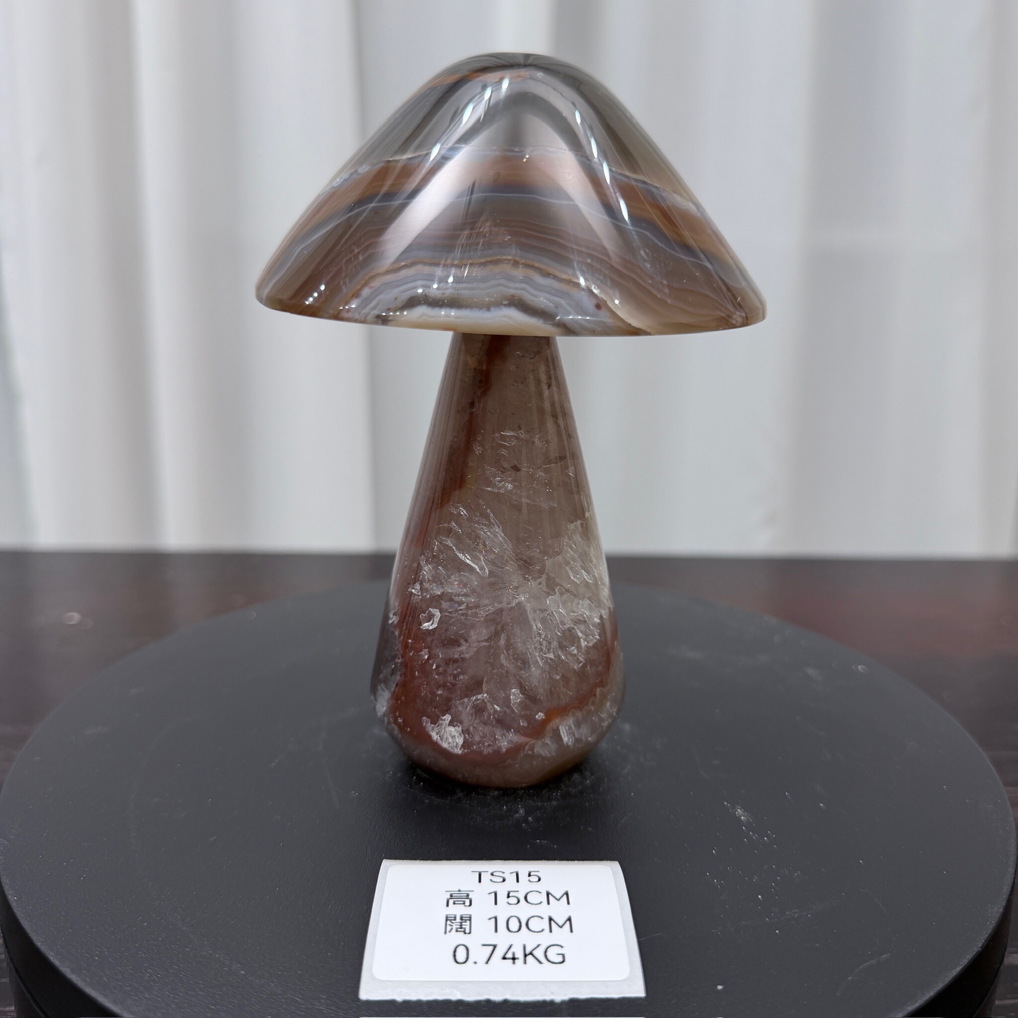 ZA015 TS15 瑪瑙水晶蘑菇 高度15cm 闊度10cm 重量0.74kg