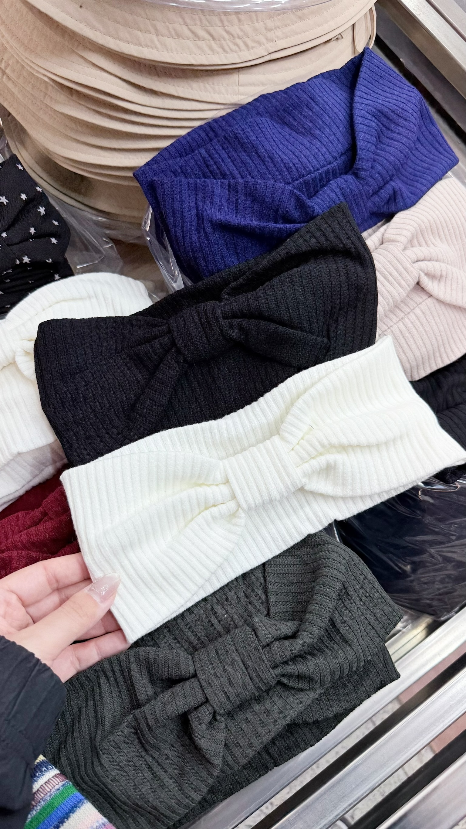（4月韓國連線）A0350｜日常極簡暗直紋蝴蝶結針織髮帶🍰˚⊹✧