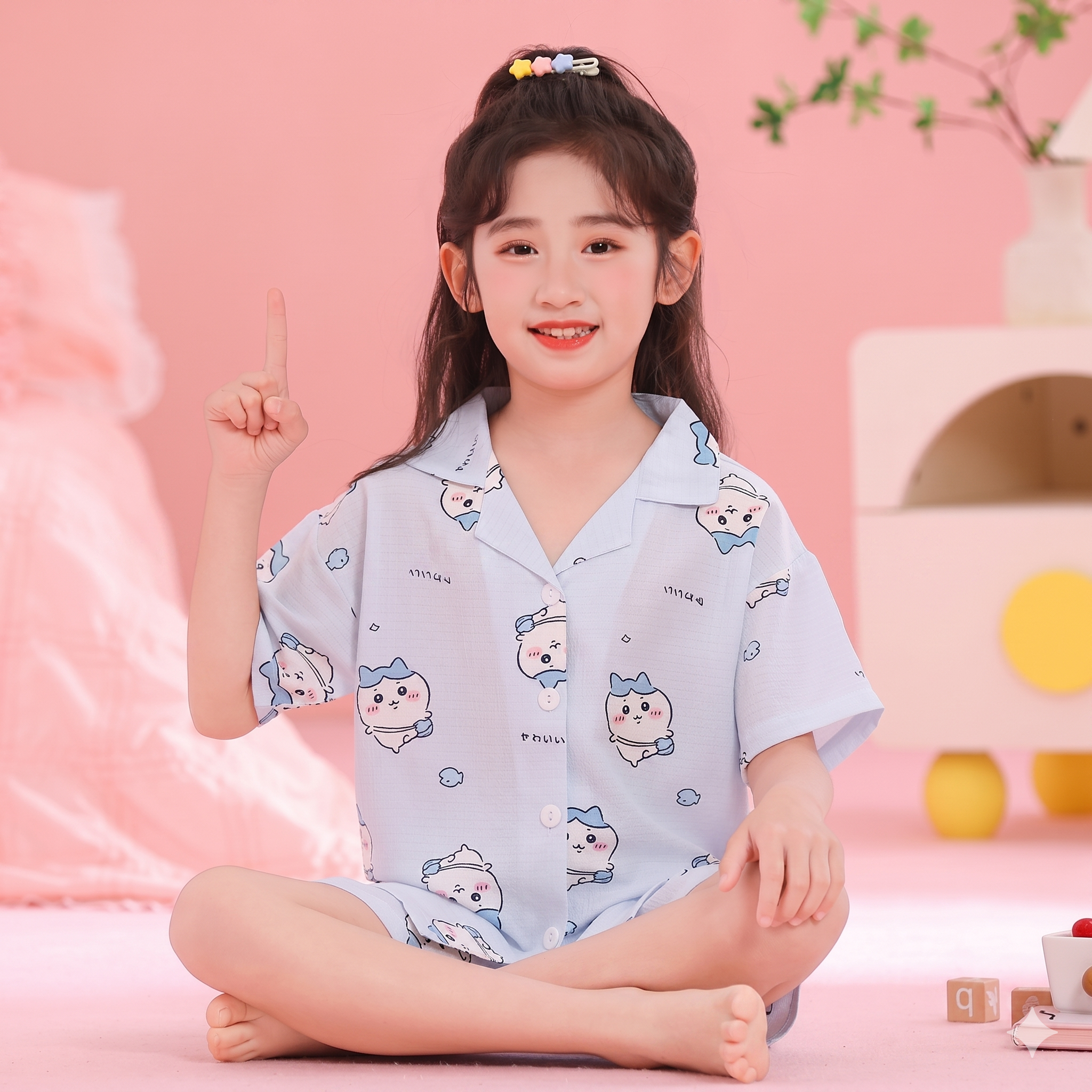 【藍小八】兒童輕盈薄款短袖睡衣套裝