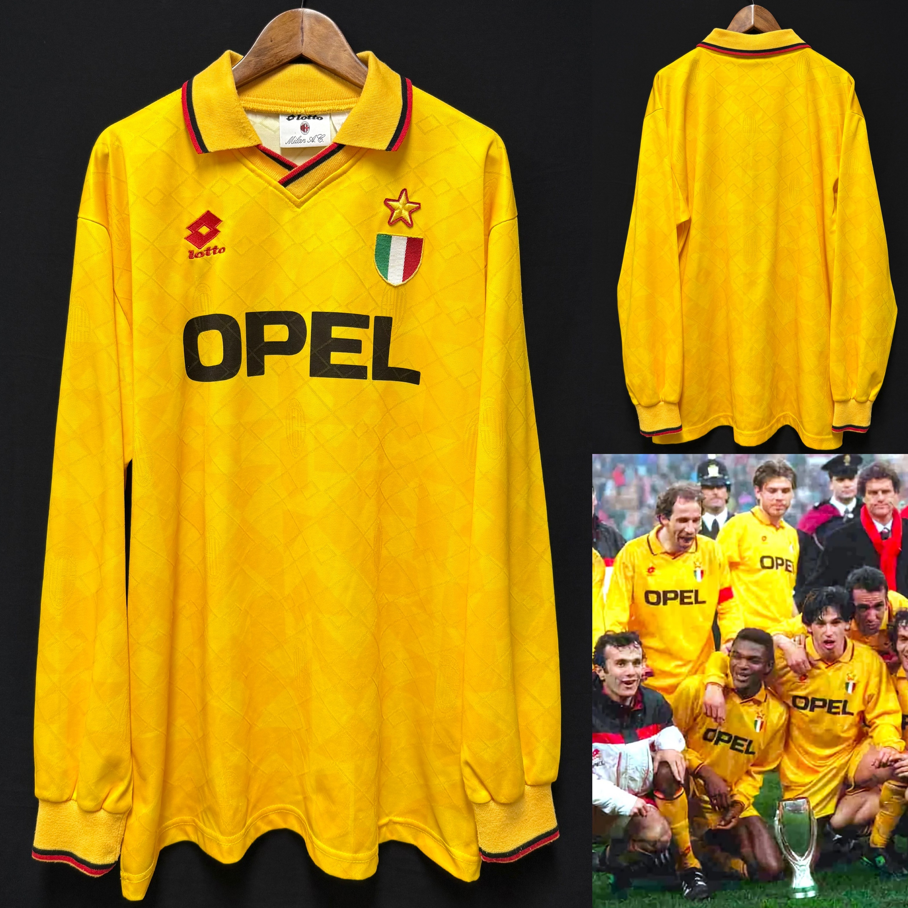 (Player Issue) AC Milan 1994-1995 UEFA Super Cup Lotto L/S Away Player Issue Shirt