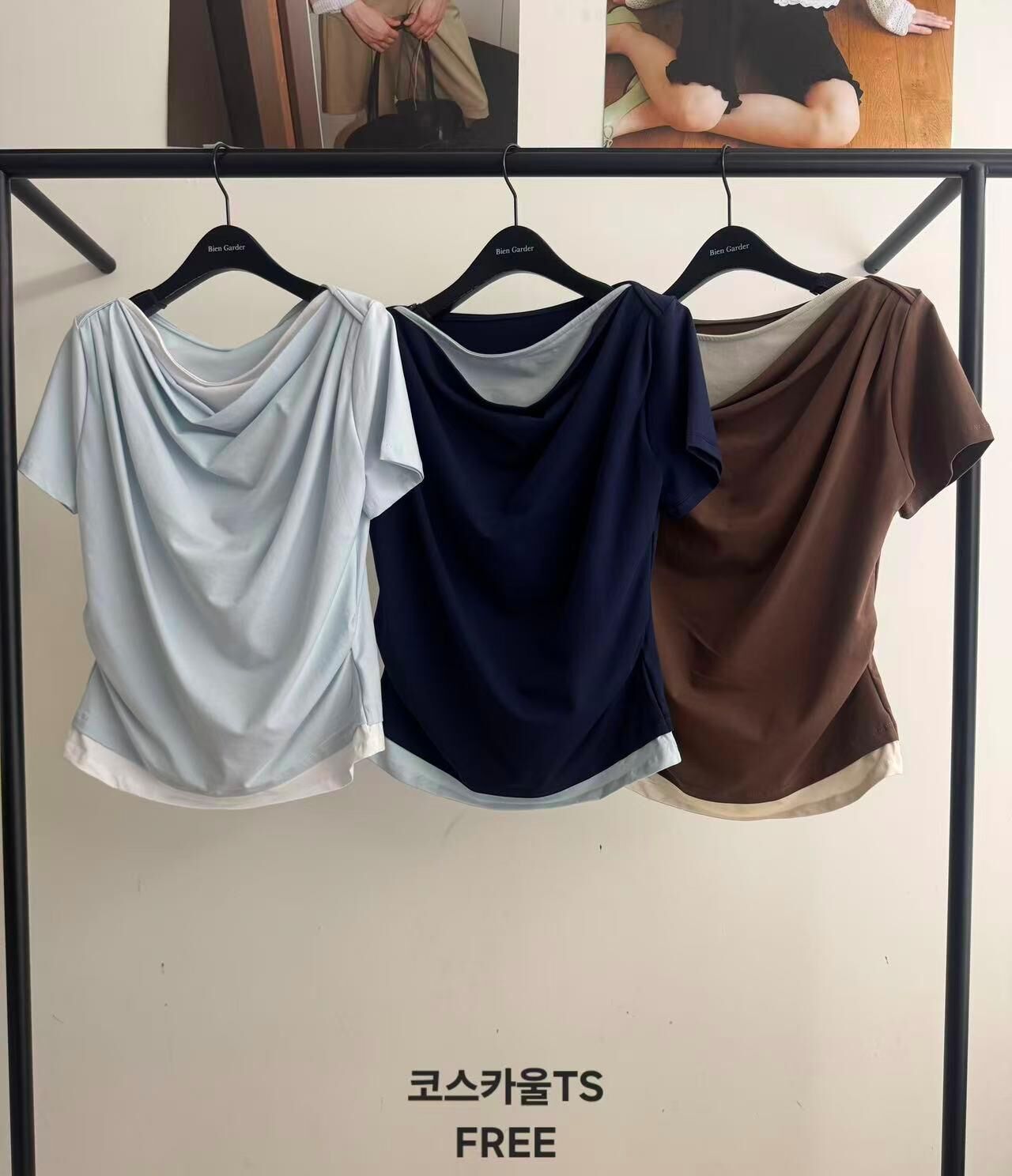 BG6116 假兩件垂墜Tee