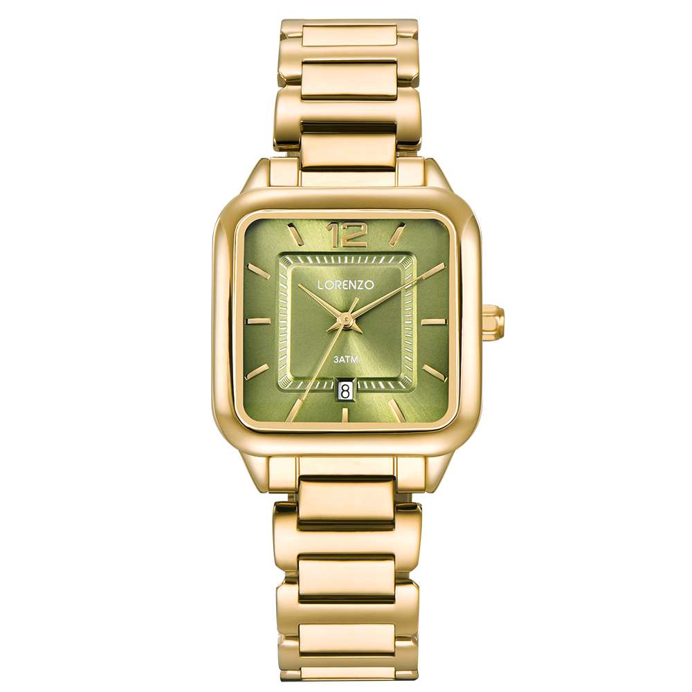 【Lorenzo 洛倫佐】LRZ-004 文青復古 方形 帶日期  手錶